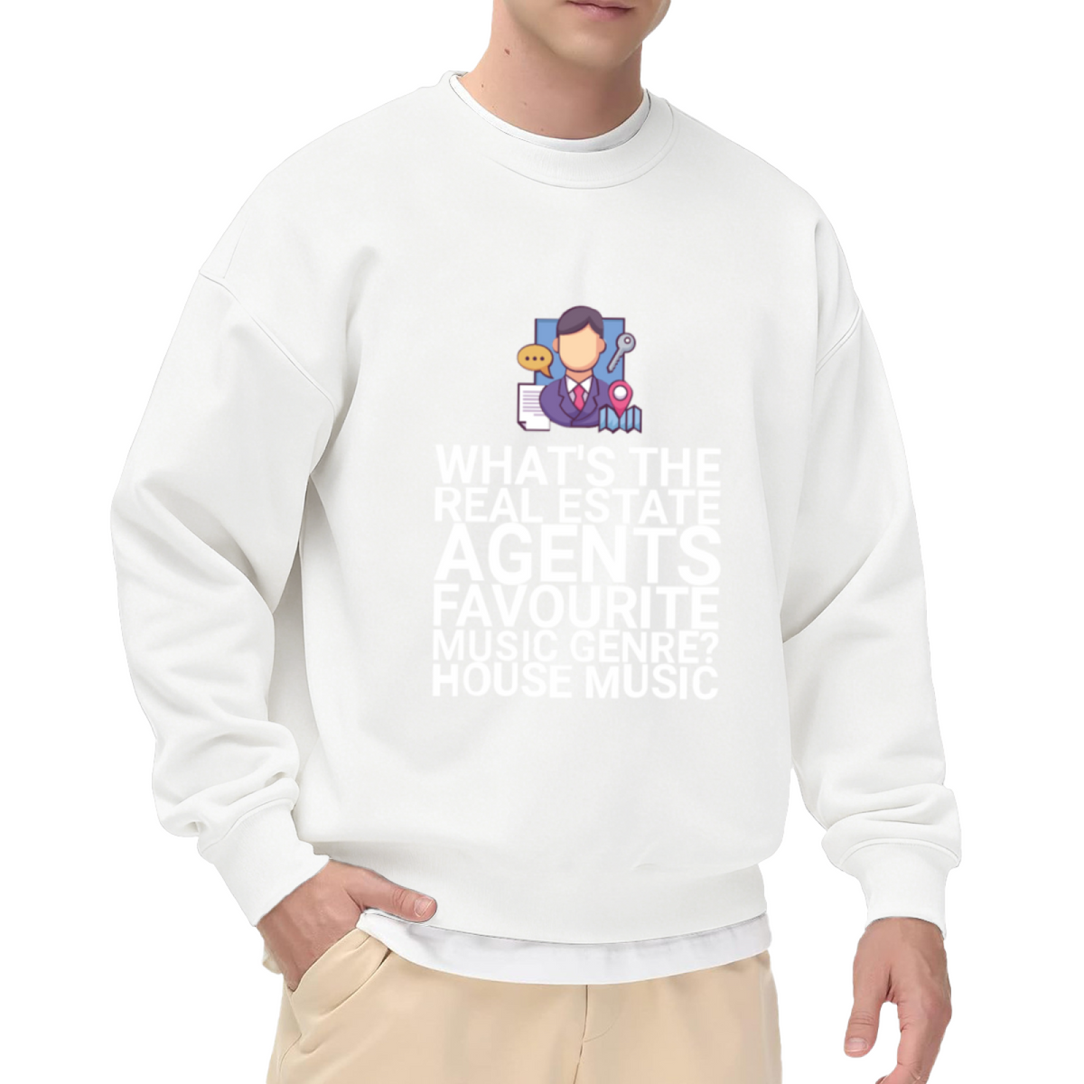 HOUSE MUSIC - Funny Real Estate Agent Graphic ԲÁìÎÀÒÂ | Unisex Pullover Sweatshirt