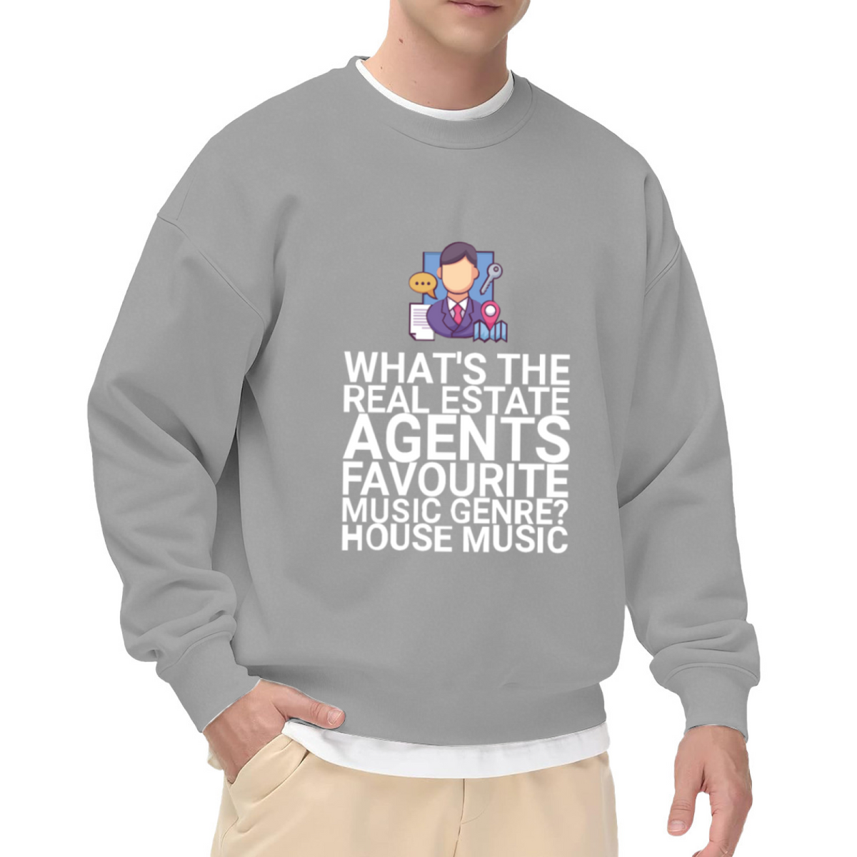 HOUSE MUSIC - Funny Real Estate Agent Graphic ԲÁìÎÀÒÂ | Unisex Pullover Sweatshirt