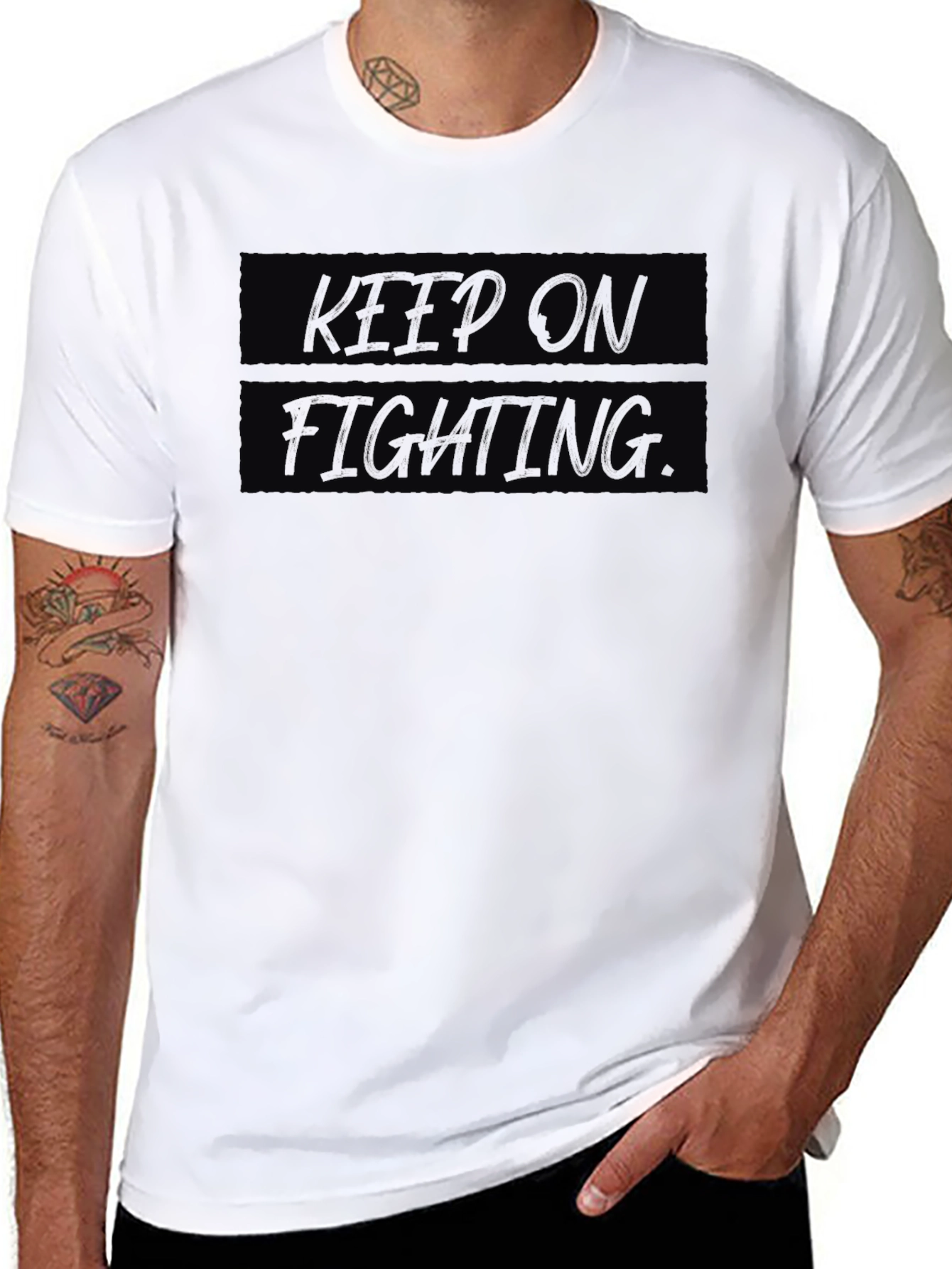 Keep On Fighting Black Graphic Tee