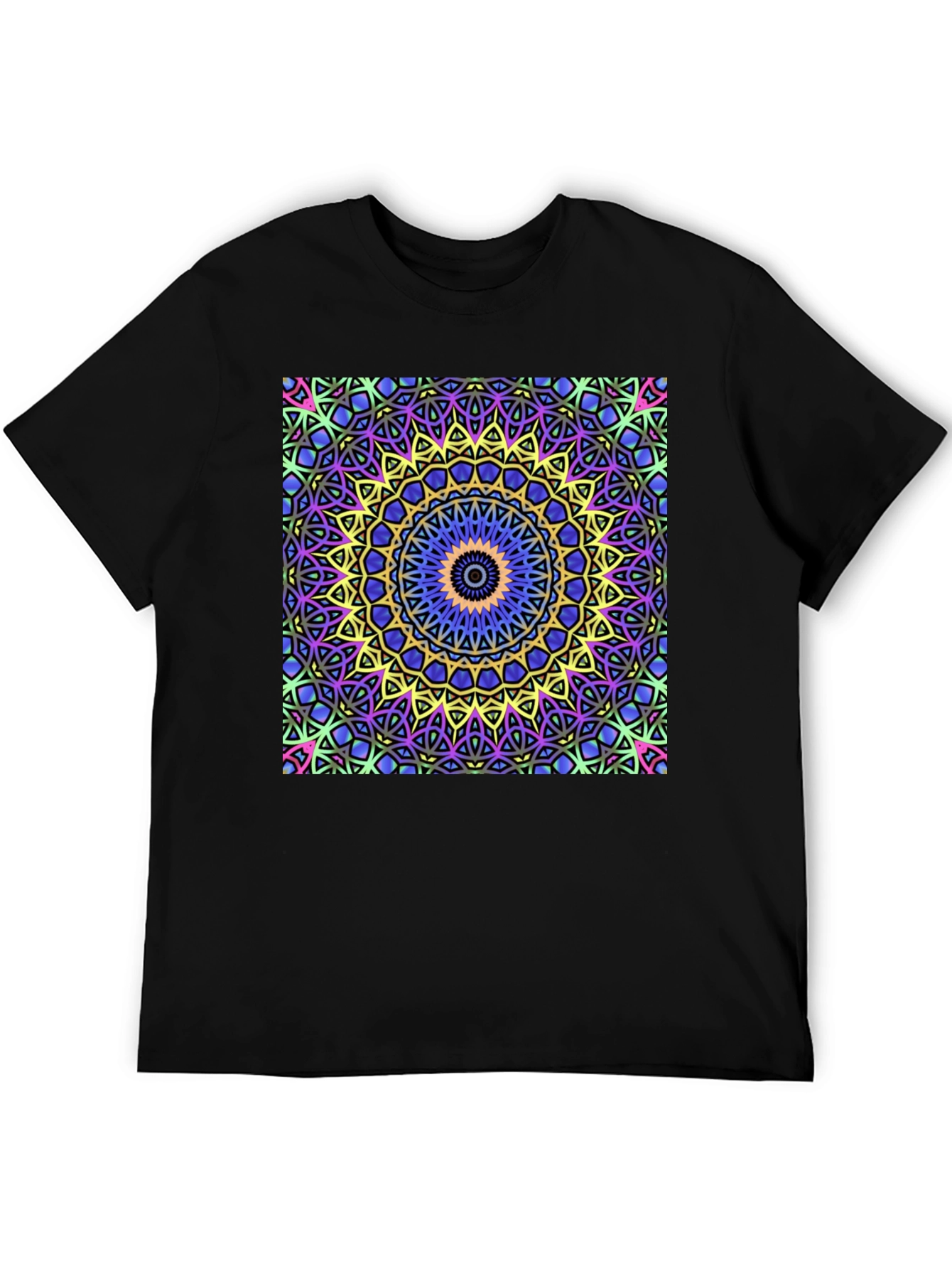 Kaleidoscope Mandala Graphic Tee - Black Unisex T-Shirt