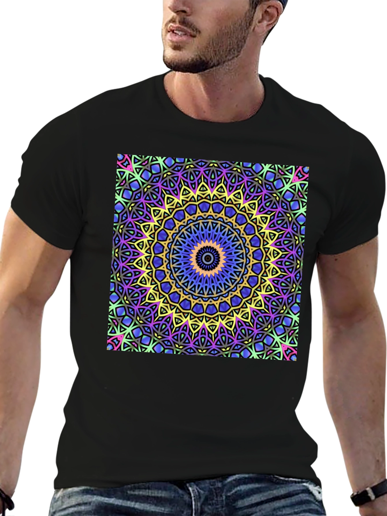 Kaleidoscope Mandala Graphic Tee - Black Unisex T-Shirt