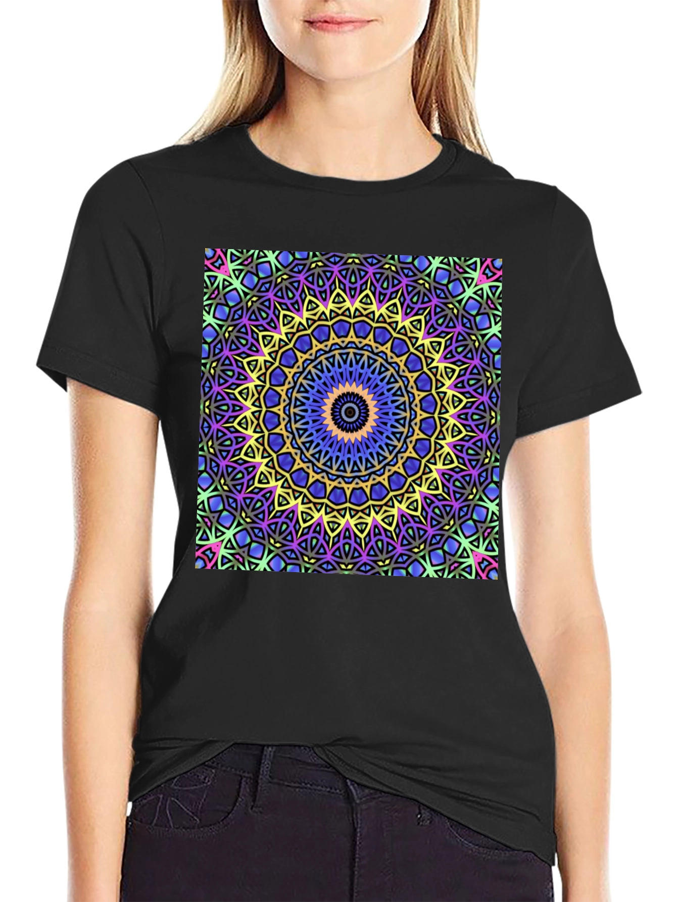 Kaleidoscope Mandala Graphic Tee - Black Unisex T-Shirt
