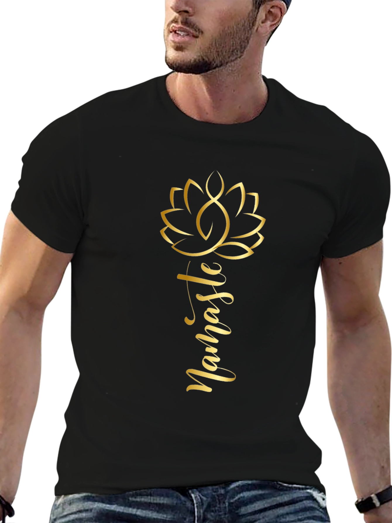 Namaste Lotus Flower Graphic Tee - Black