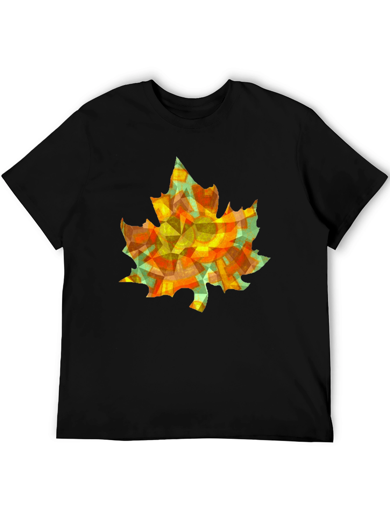 Geometric Maple Leaf T-Shirt - Abstract Autumn Style