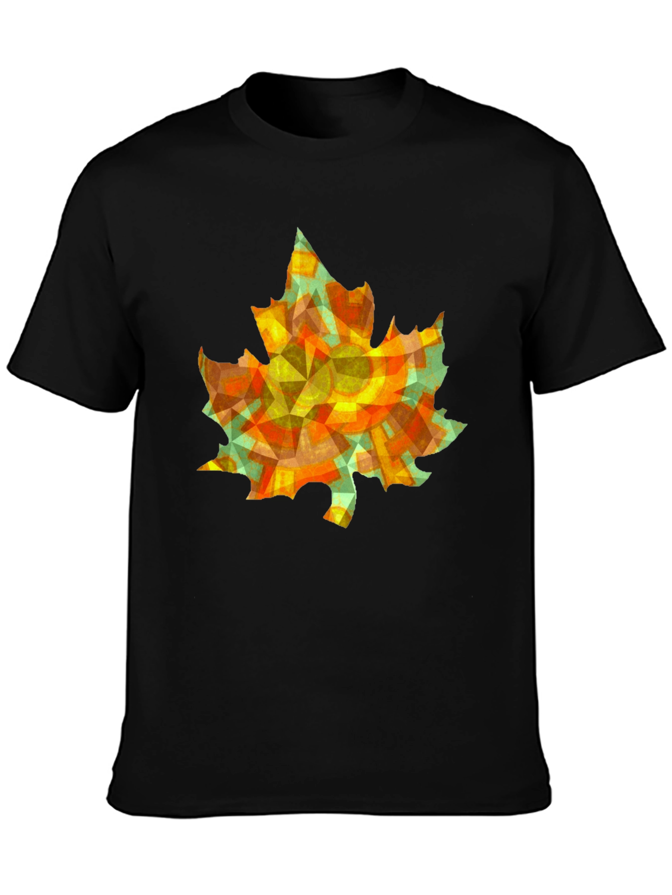 Geometric Maple Leaf T-Shirt - Abstract Autumn Style