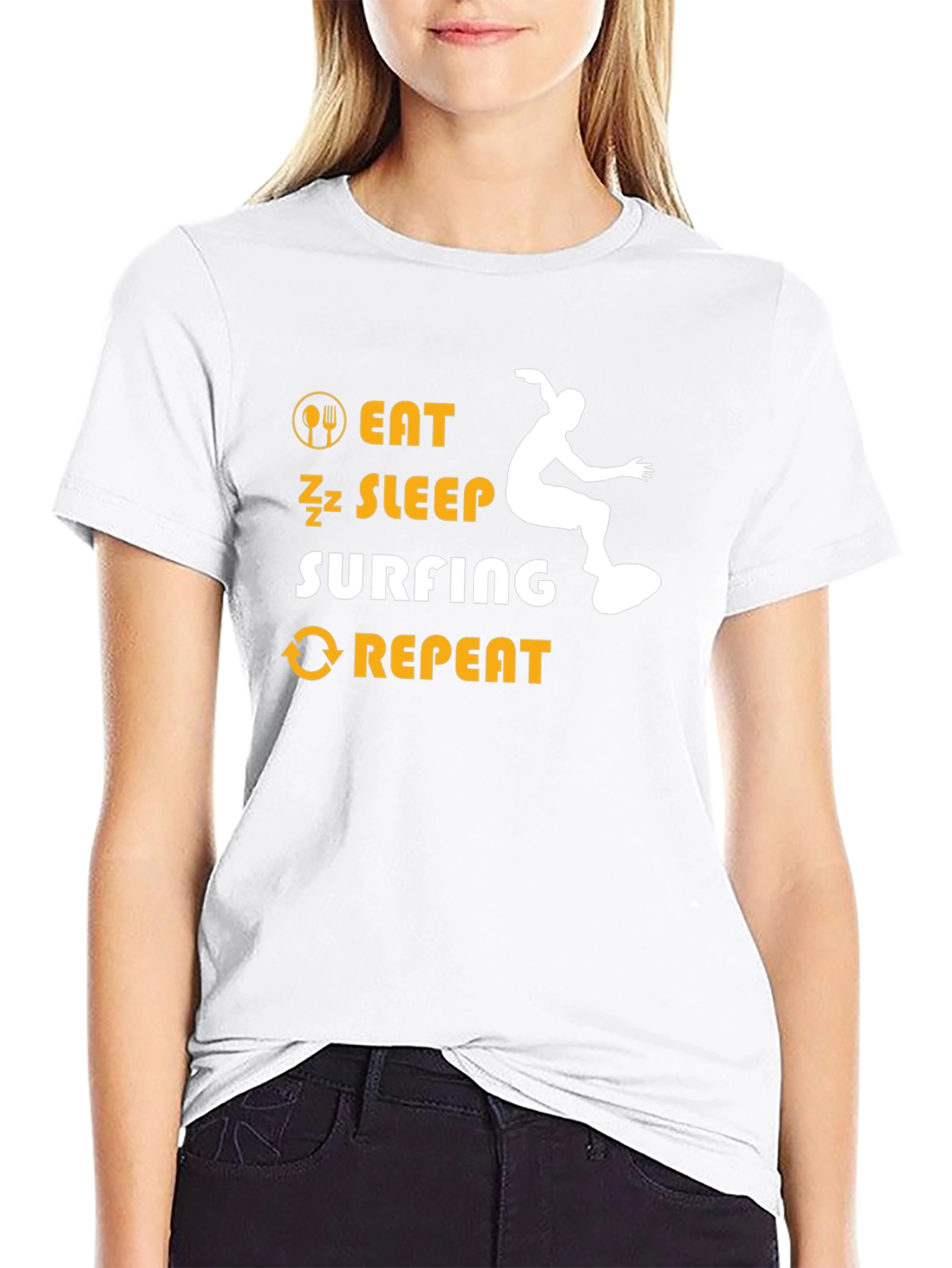 Eat Sleep Surfing Repeat Black T-Shirt