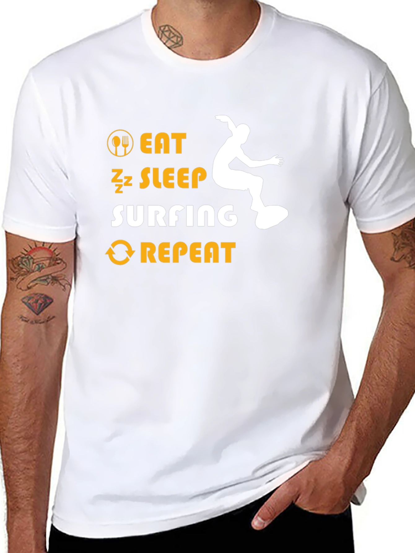 Eat Sleep Surfing Repeat Black T-Shirt