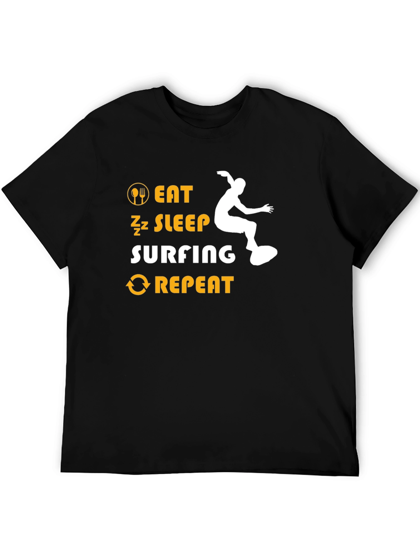 Eat Sleep Surfing Repeat Black T-Shirt