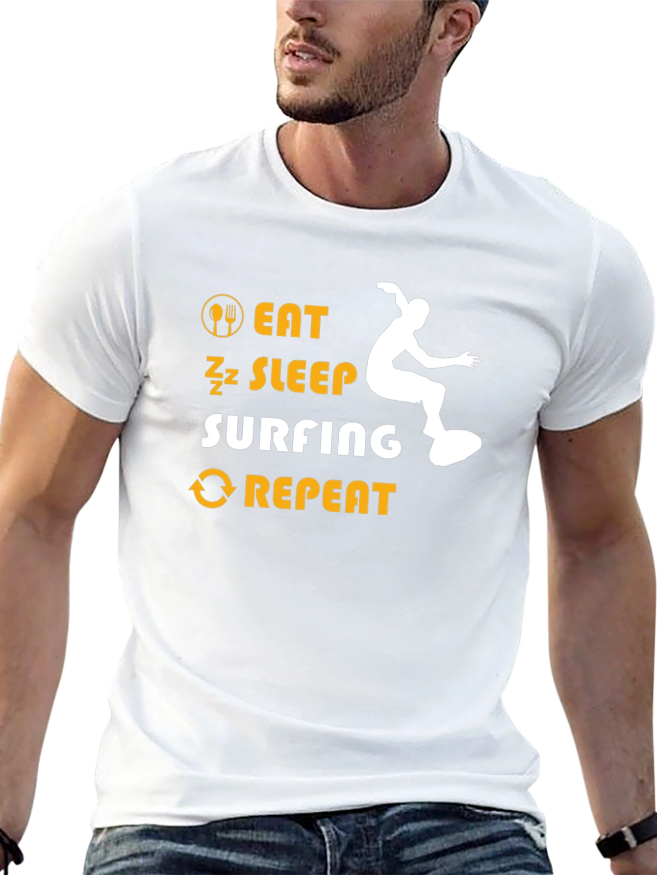 Eat Sleep Surfing Repeat Black T-Shirt