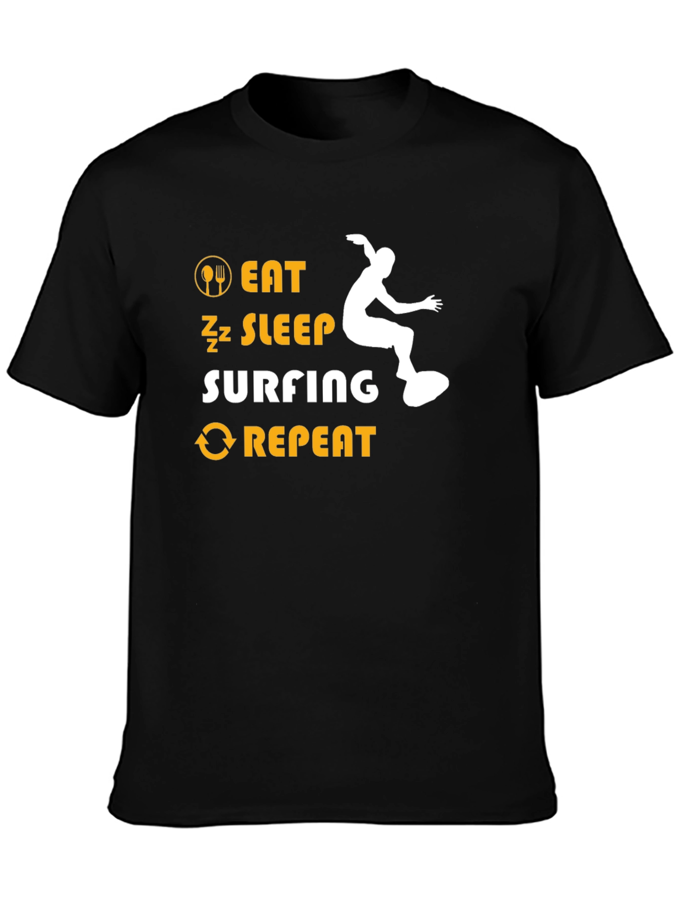 Eat Sleep Surfing Repeat Black T-Shirt