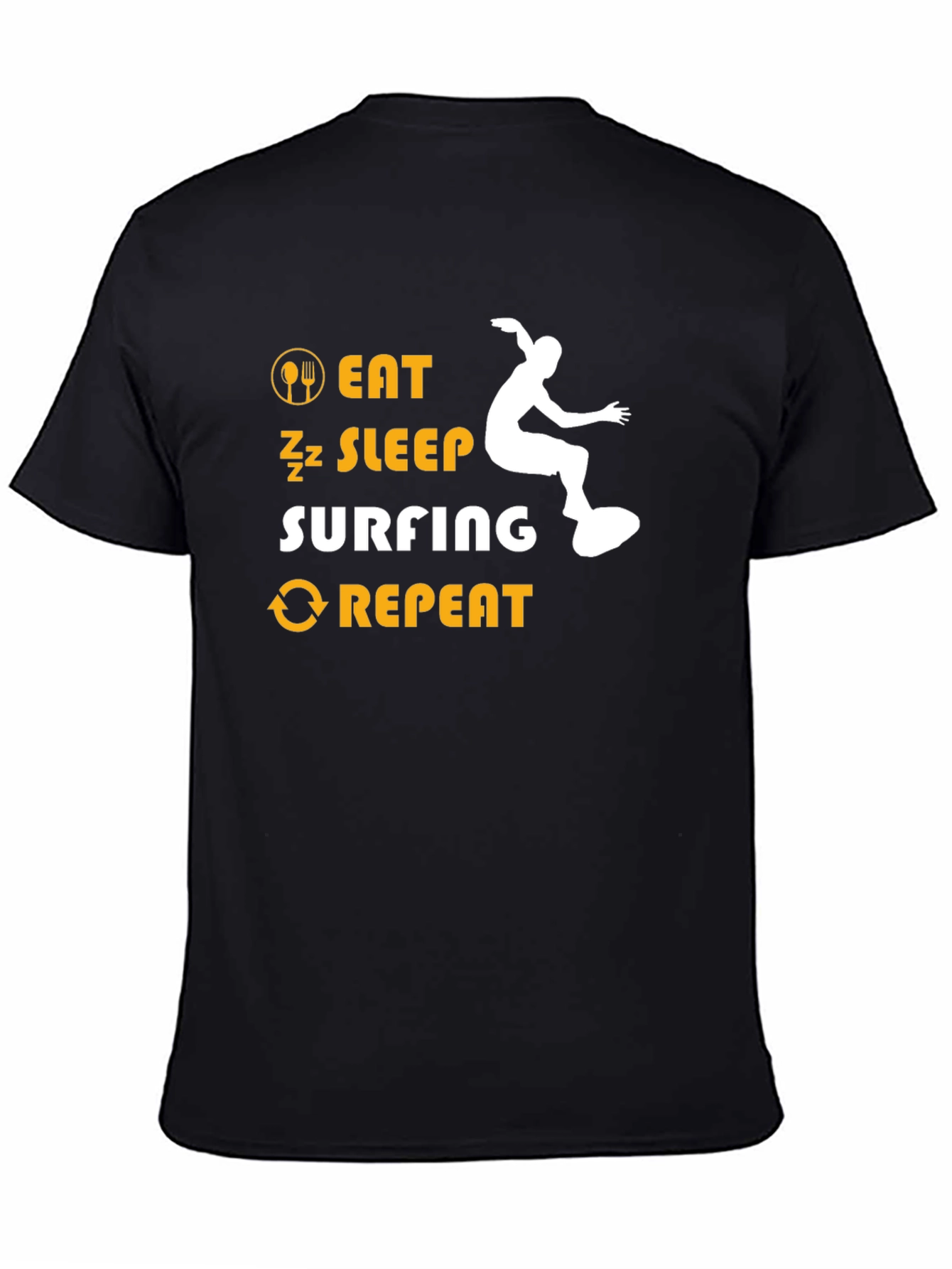 Eat Sleep Surfing Repeat Black T-Shirt