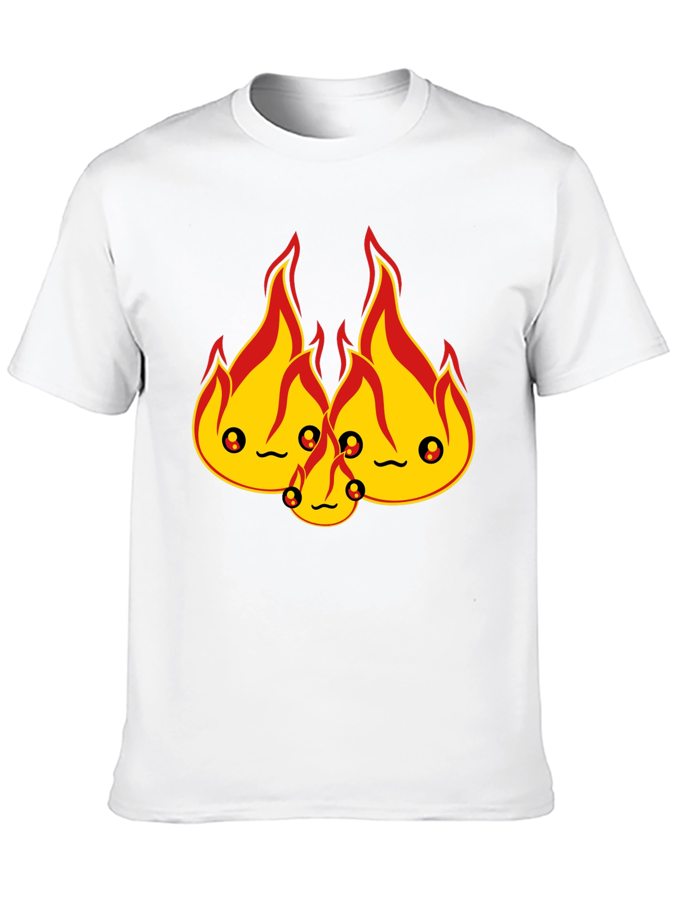 Cute Flame Character Black T-Shirt