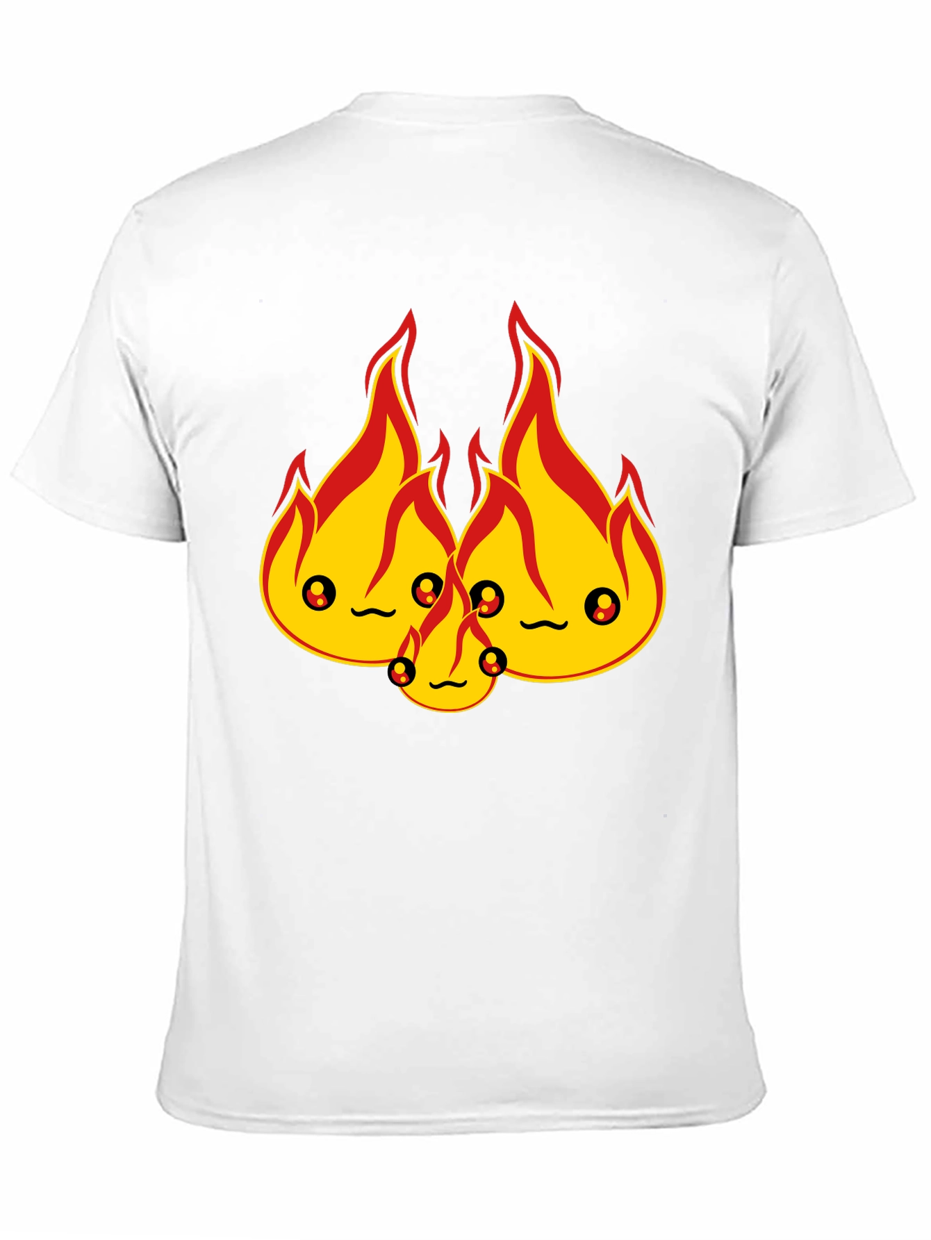 Cute Flame Character Black T-Shirt