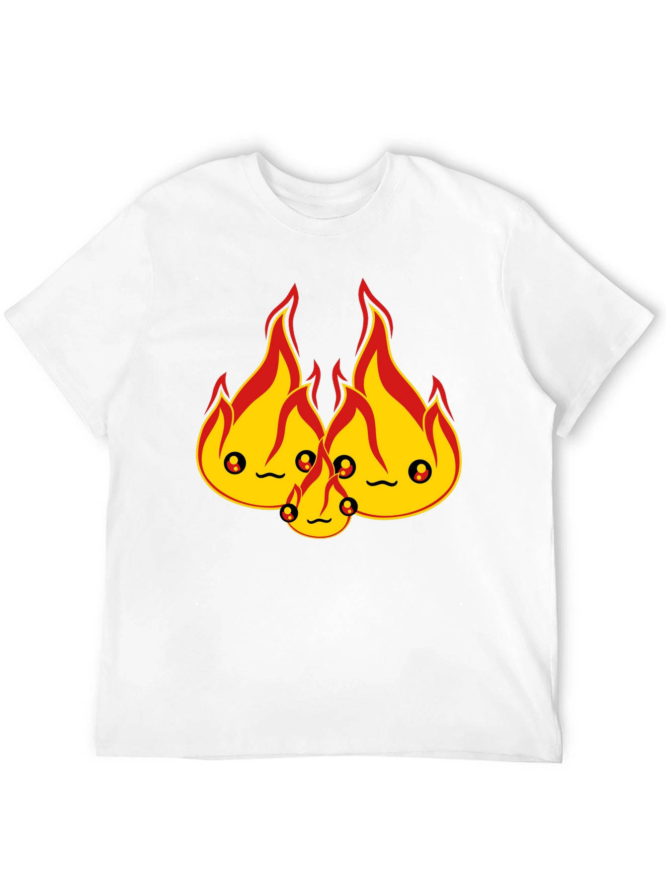 Cute Flame Character Black T-Shirt