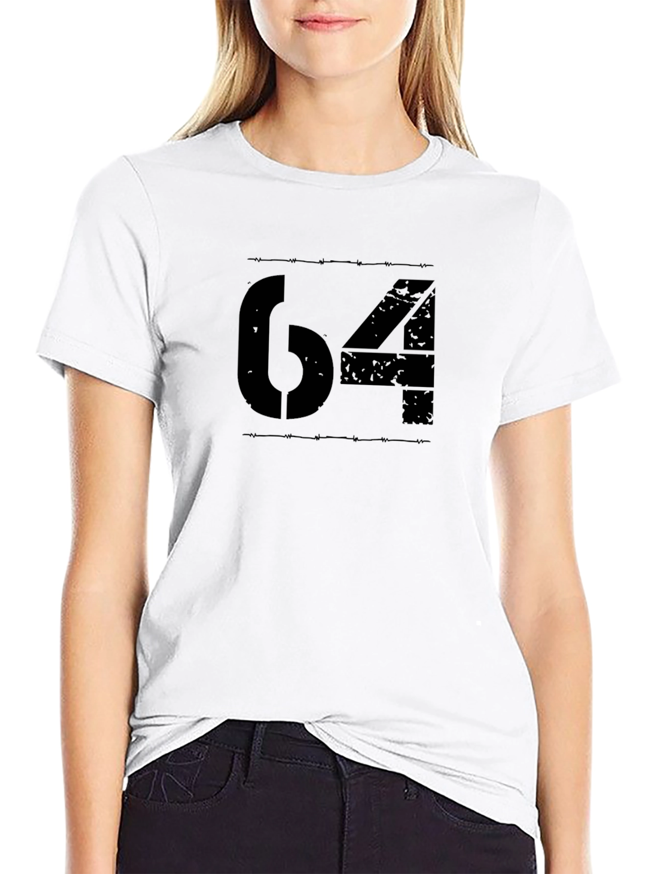 Black Graphic Tee - Number 64 Design