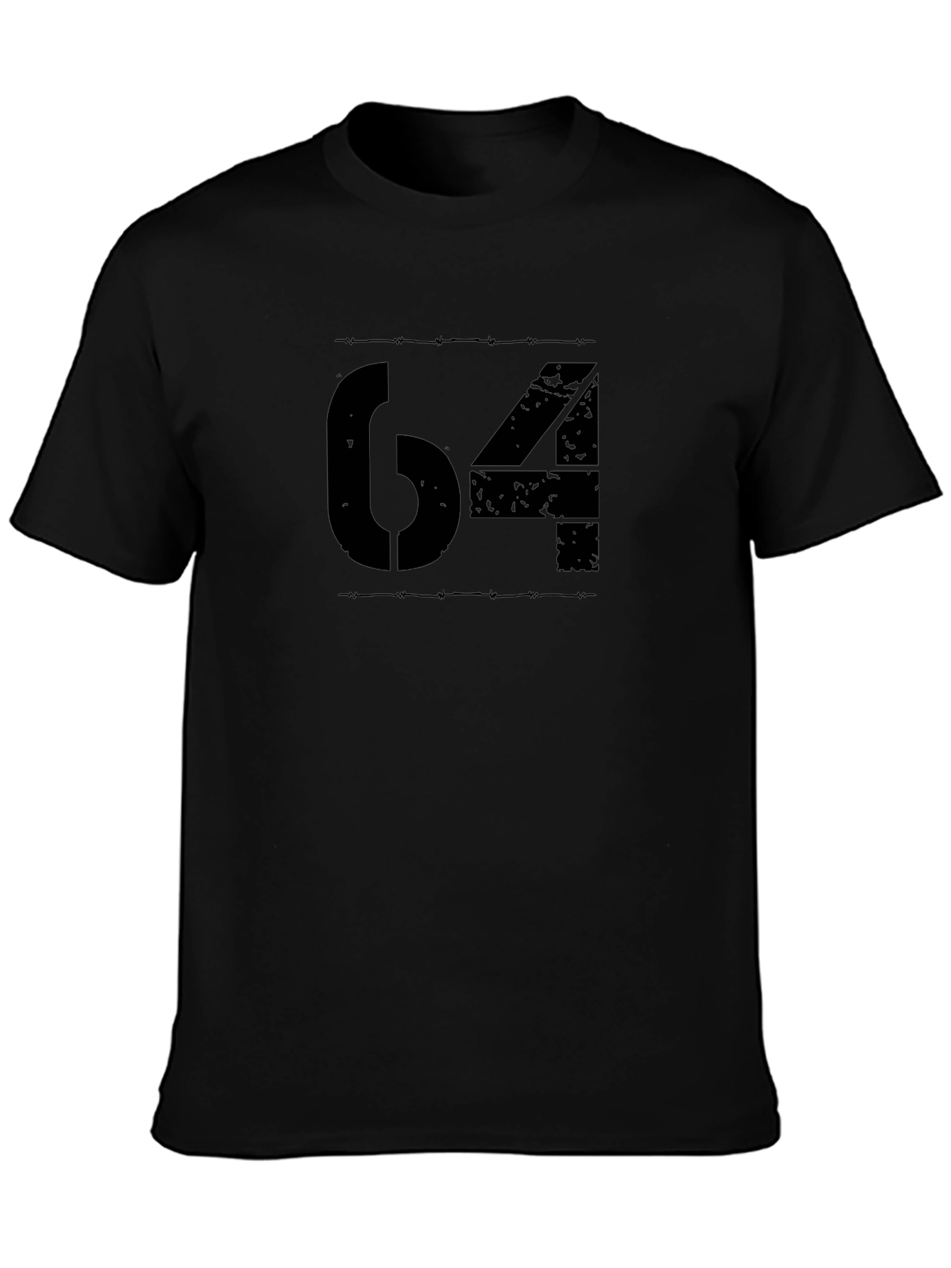 Black Graphic Tee - Number 64 Design