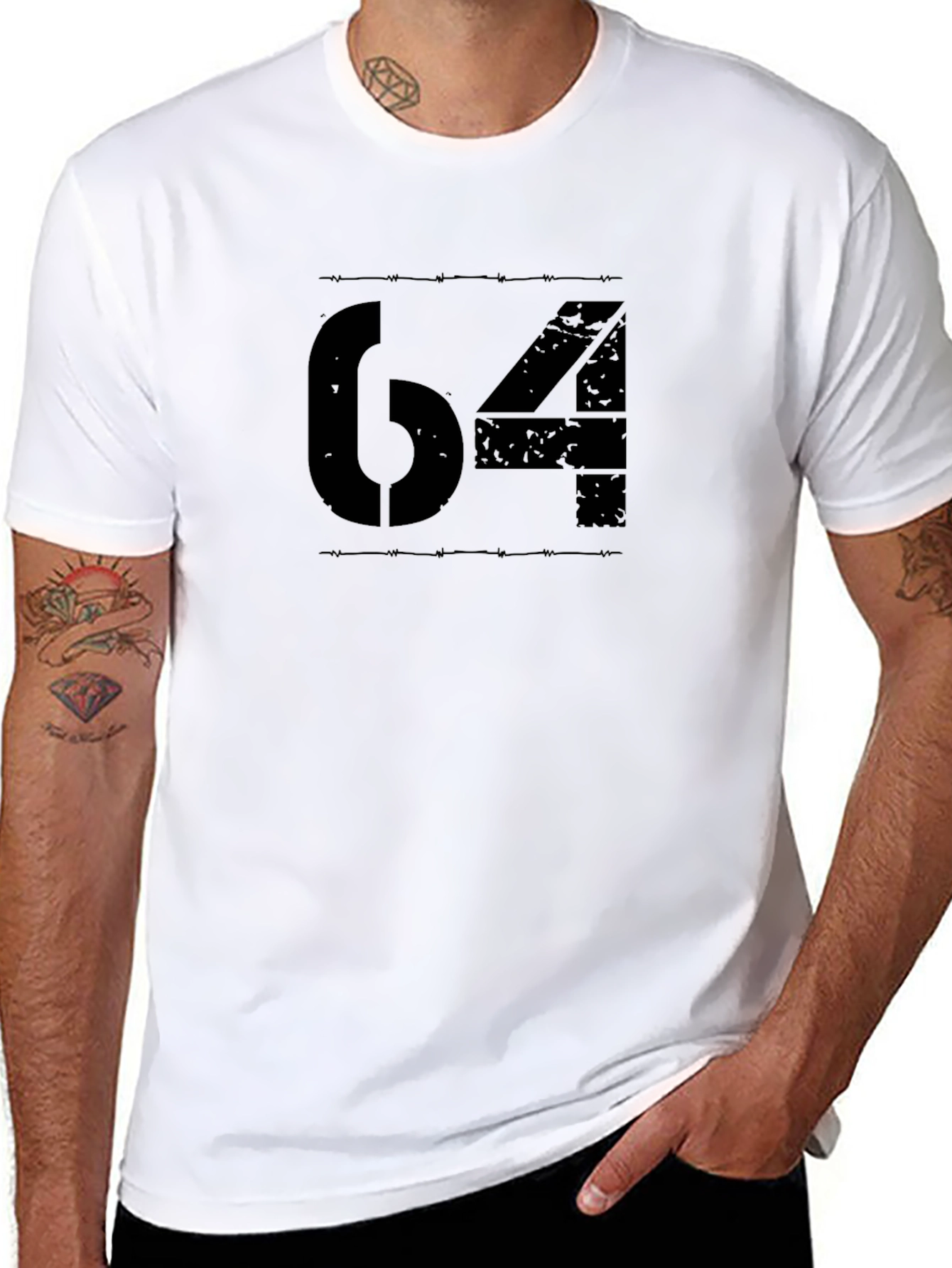 Black Graphic Tee - Number 64 Design
