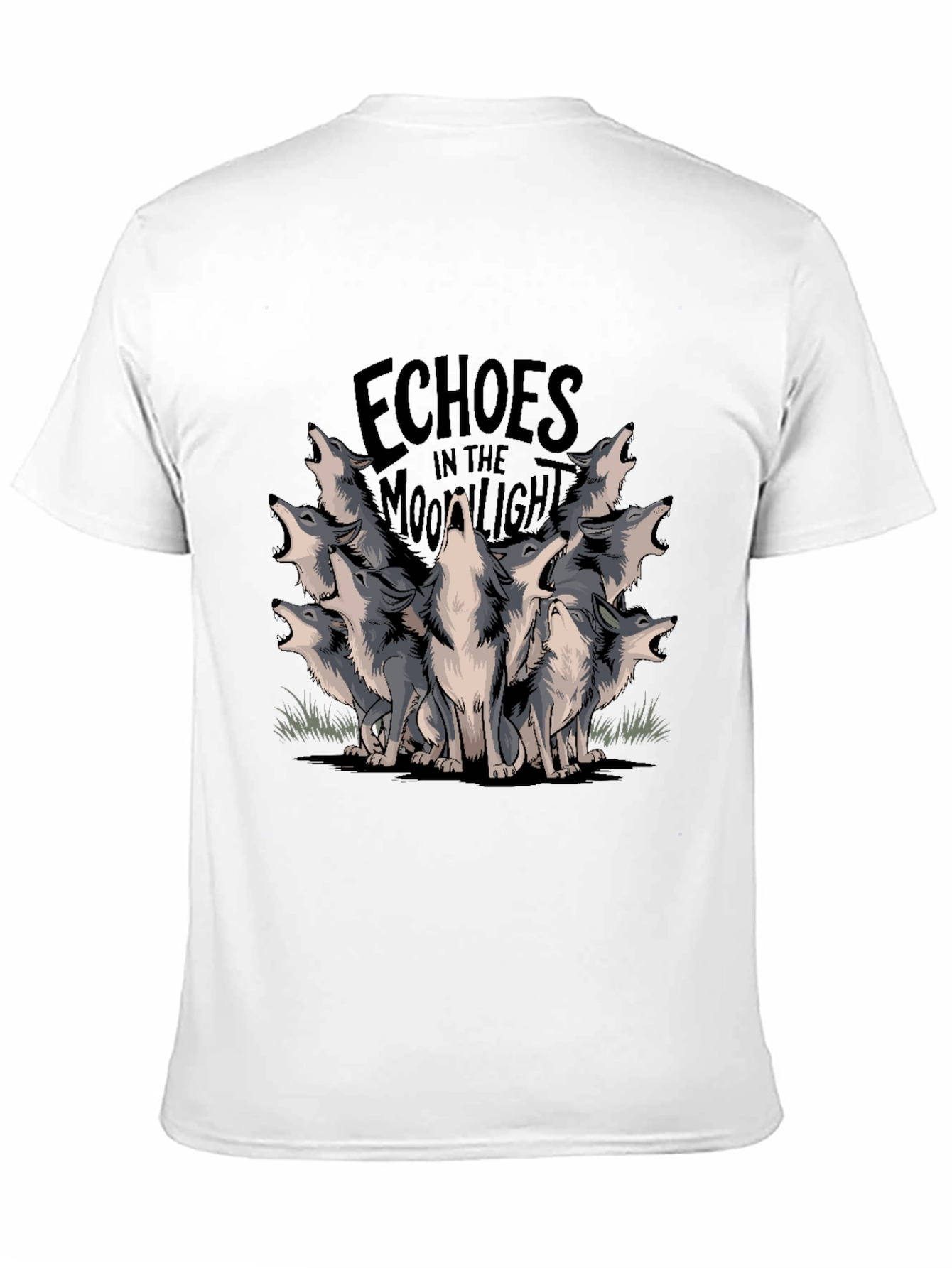 Echoes Moonlight Wolves Black T-Shirt Graphic Tee