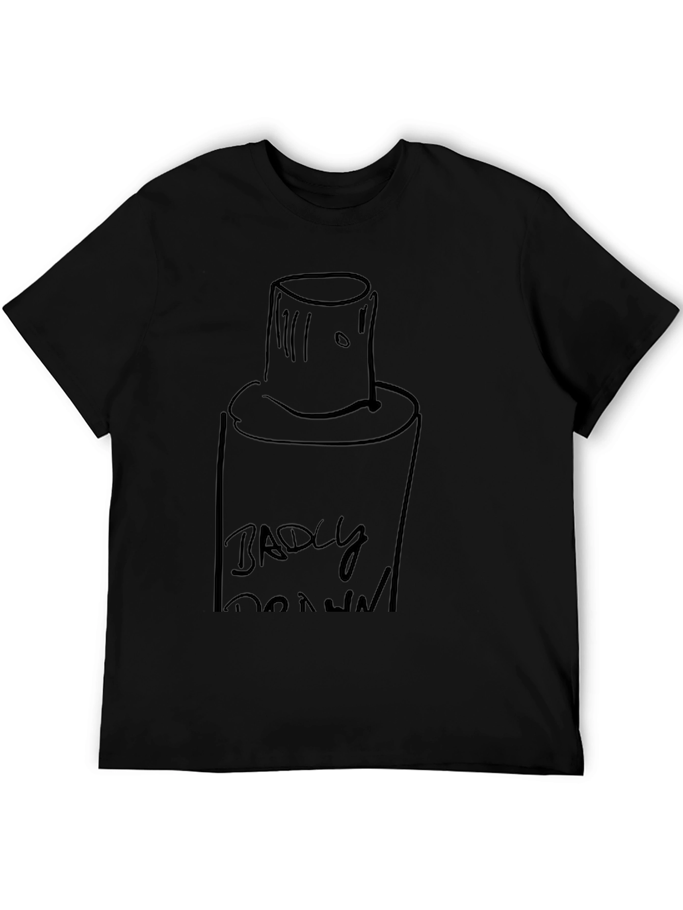 Badly Drawn Spray Paint Can Black T-Shirt