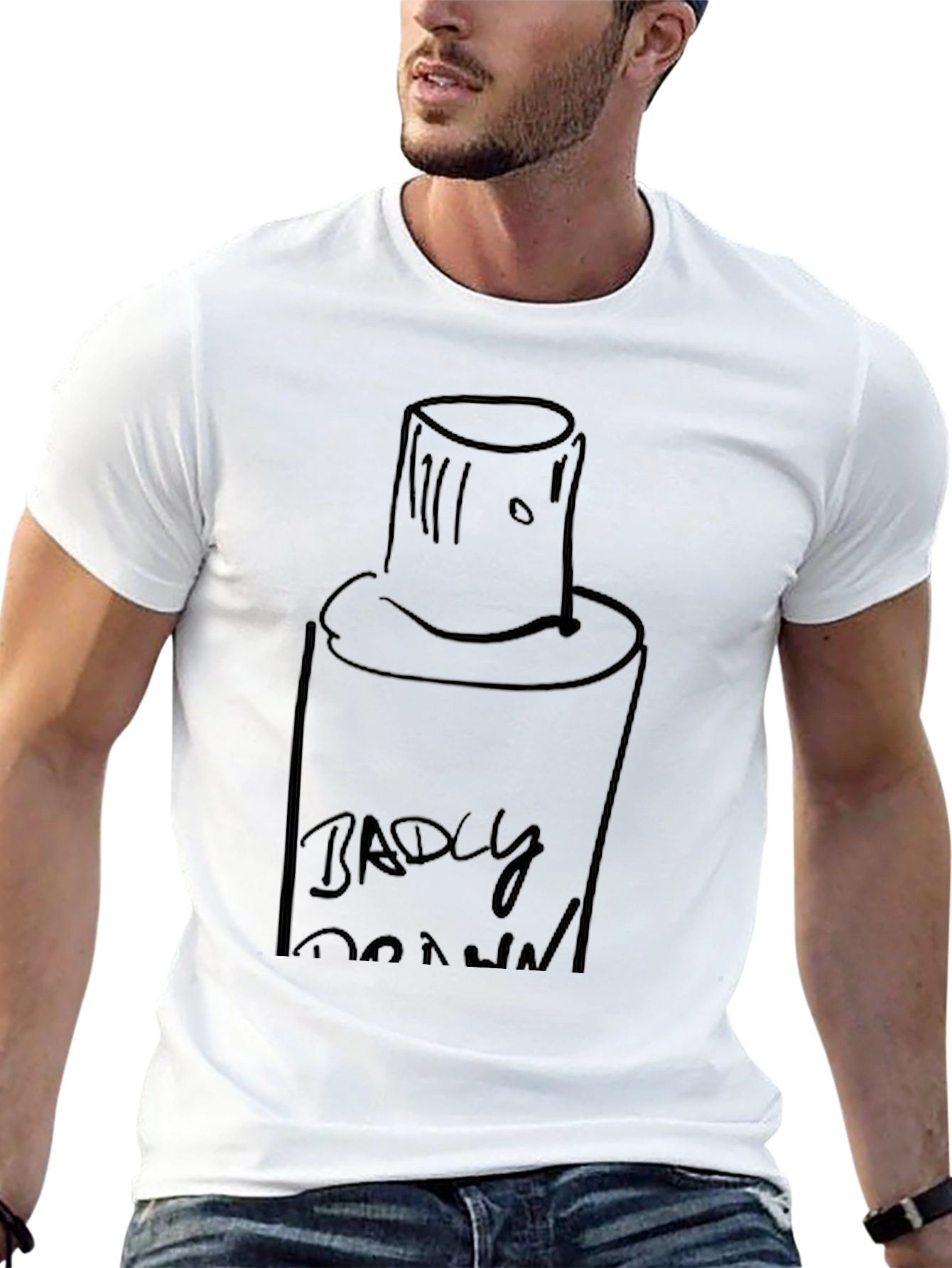 Badly Drawn Spray Paint Can Black T-Shirt