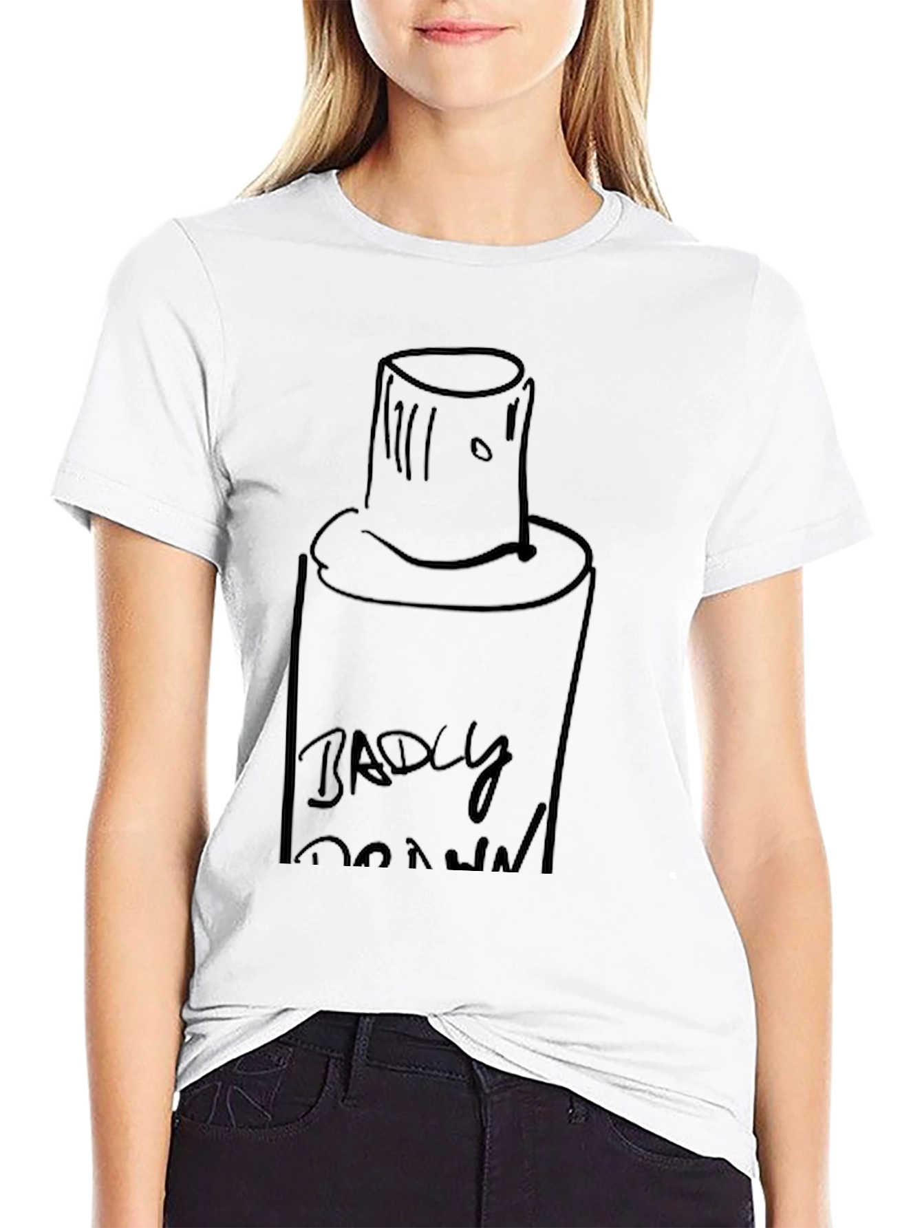 Badly Drawn Spray Paint Can Black T-Shirt