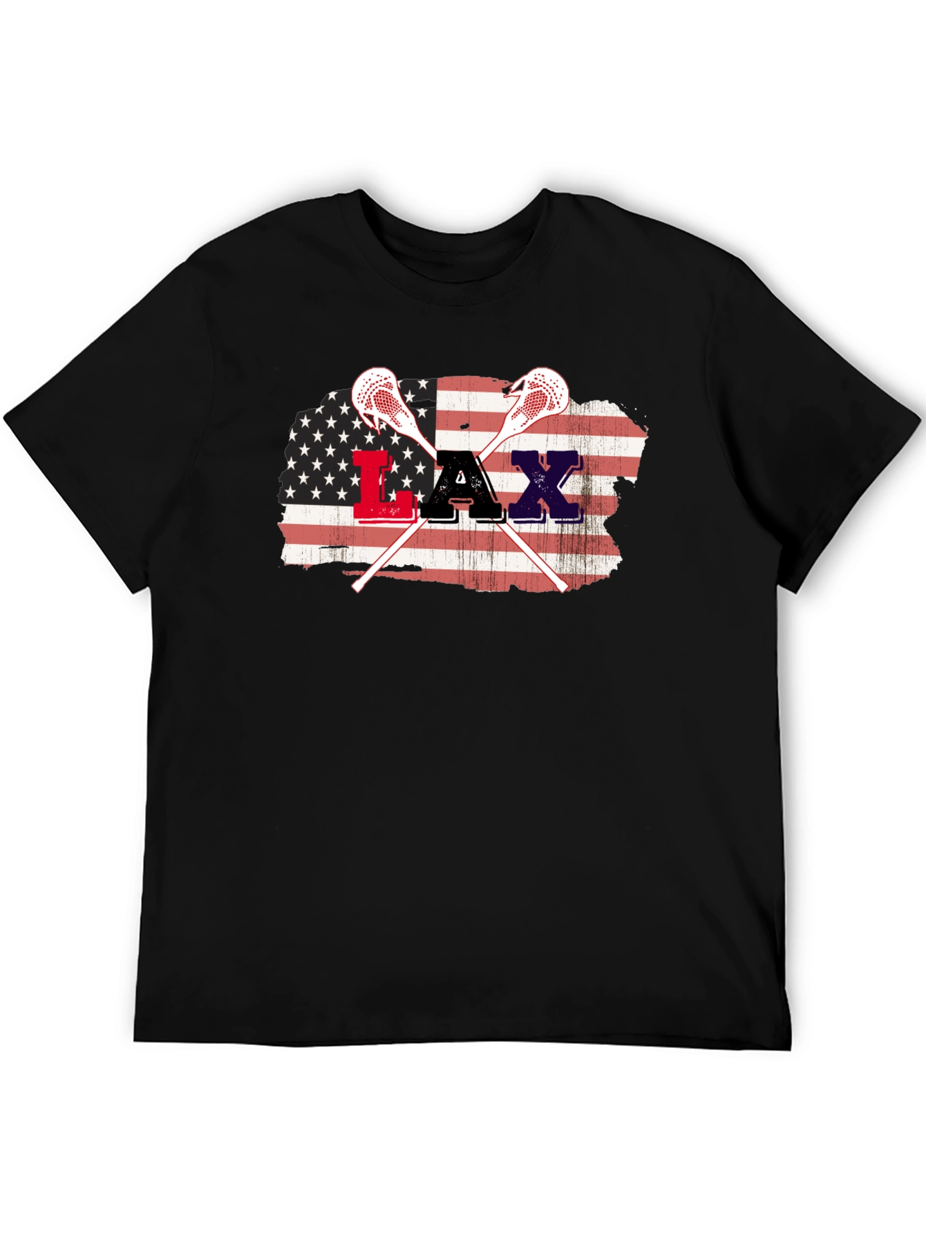 American Flag Lacrosse Graphic T-Shirt
