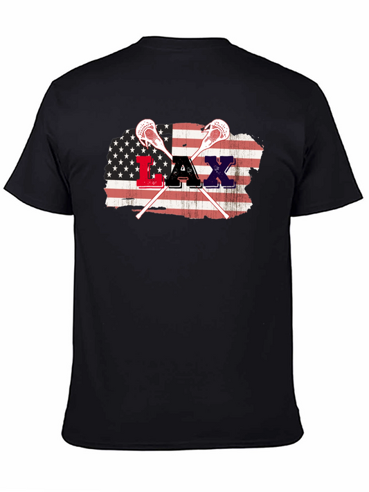 American Flag Lacrosse Graphic T-Shirt