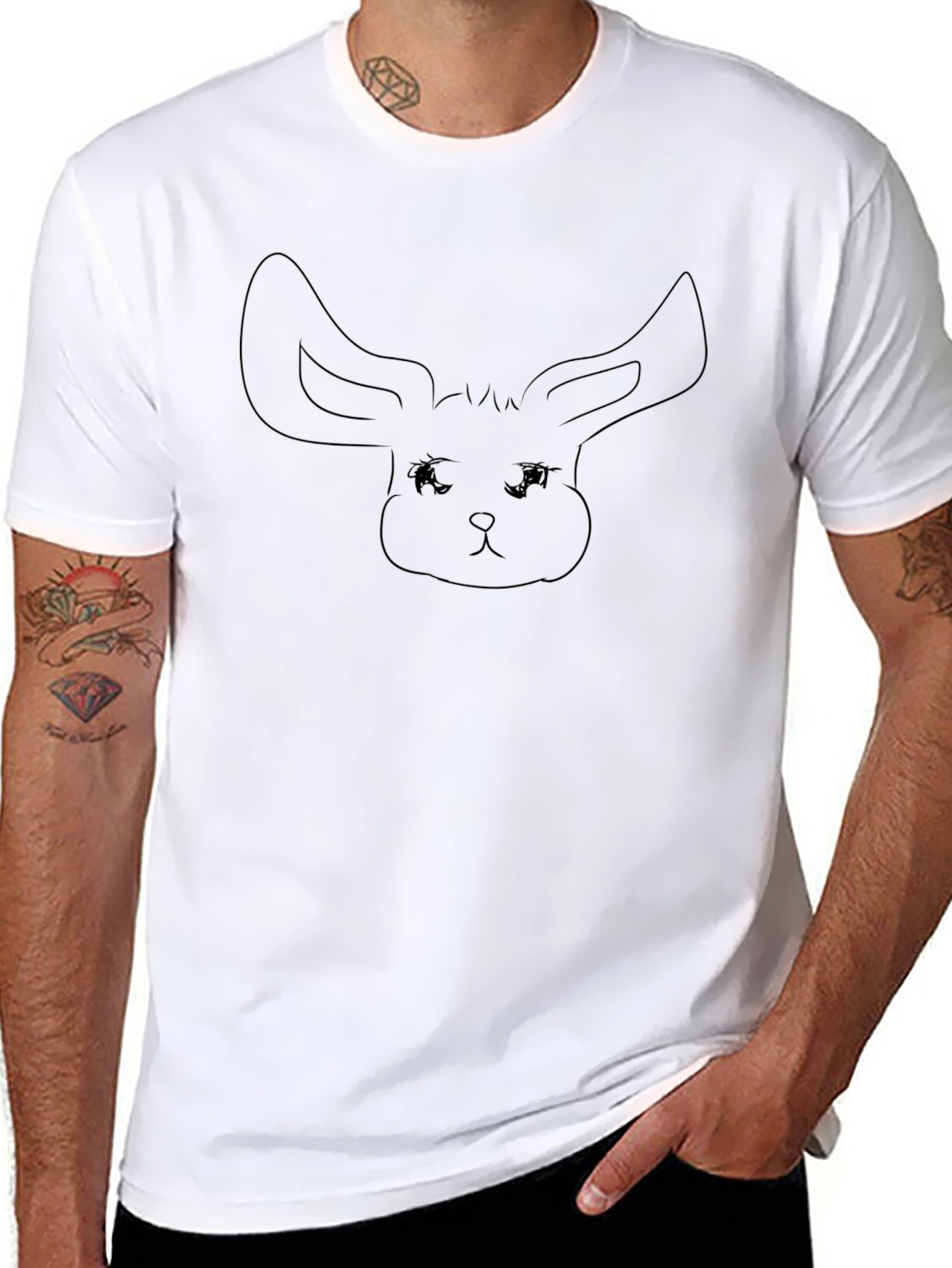 Cute Bunny Graphic Black T-Shirt