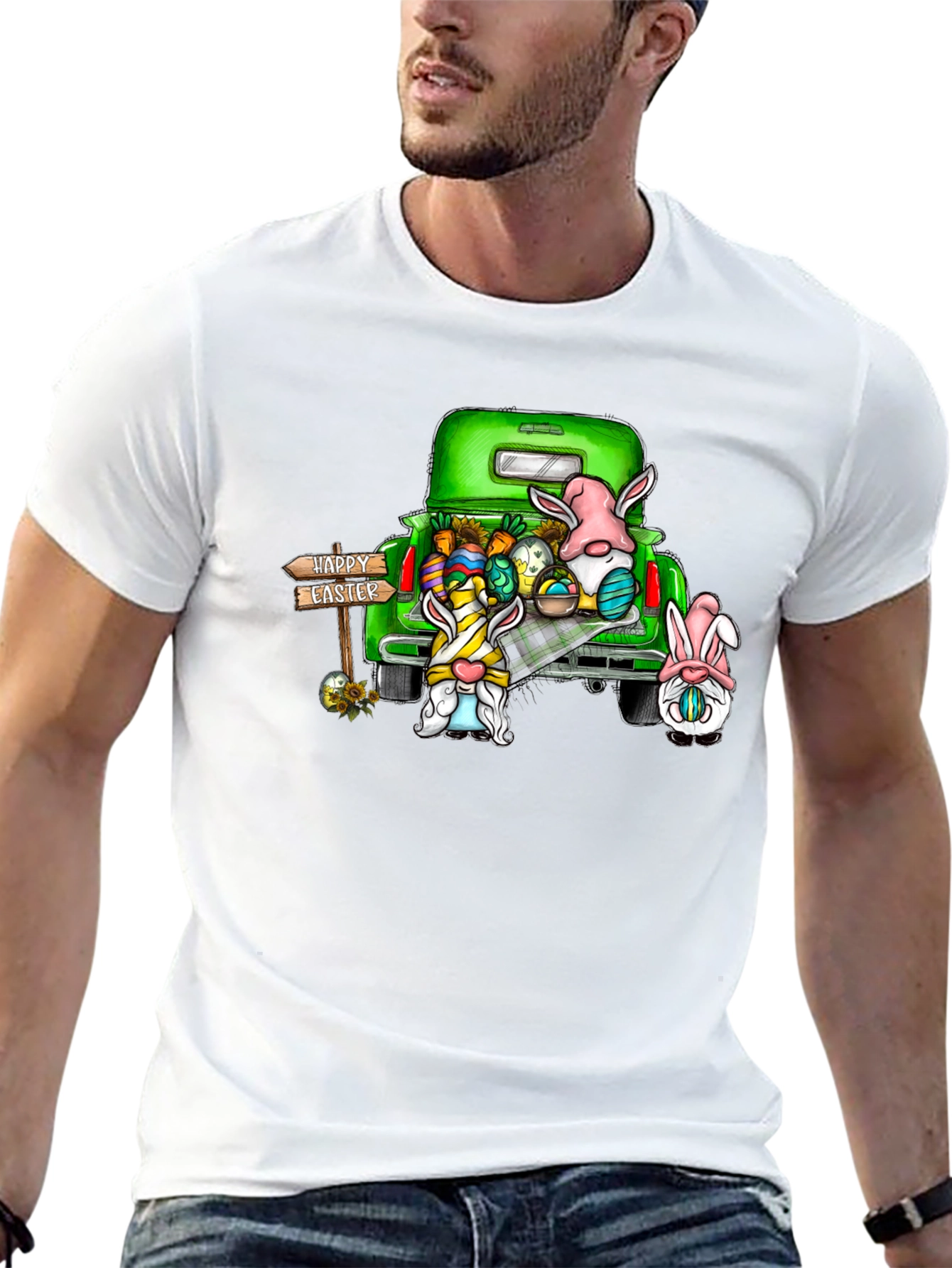 Easter Gnomes Truck Black Tee