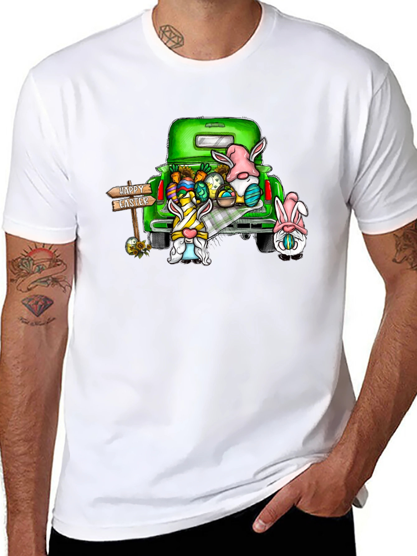 Easter Gnomes Truck Black Tee