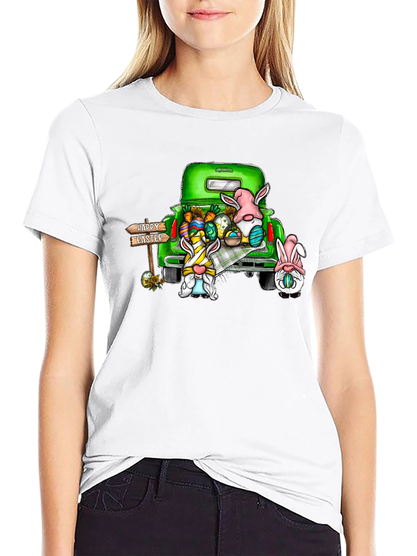 Easter Gnomes Truck Black Tee