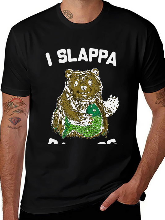 I Slappa Da Bass T-Shirt Bear Holding Fish Funny Tee