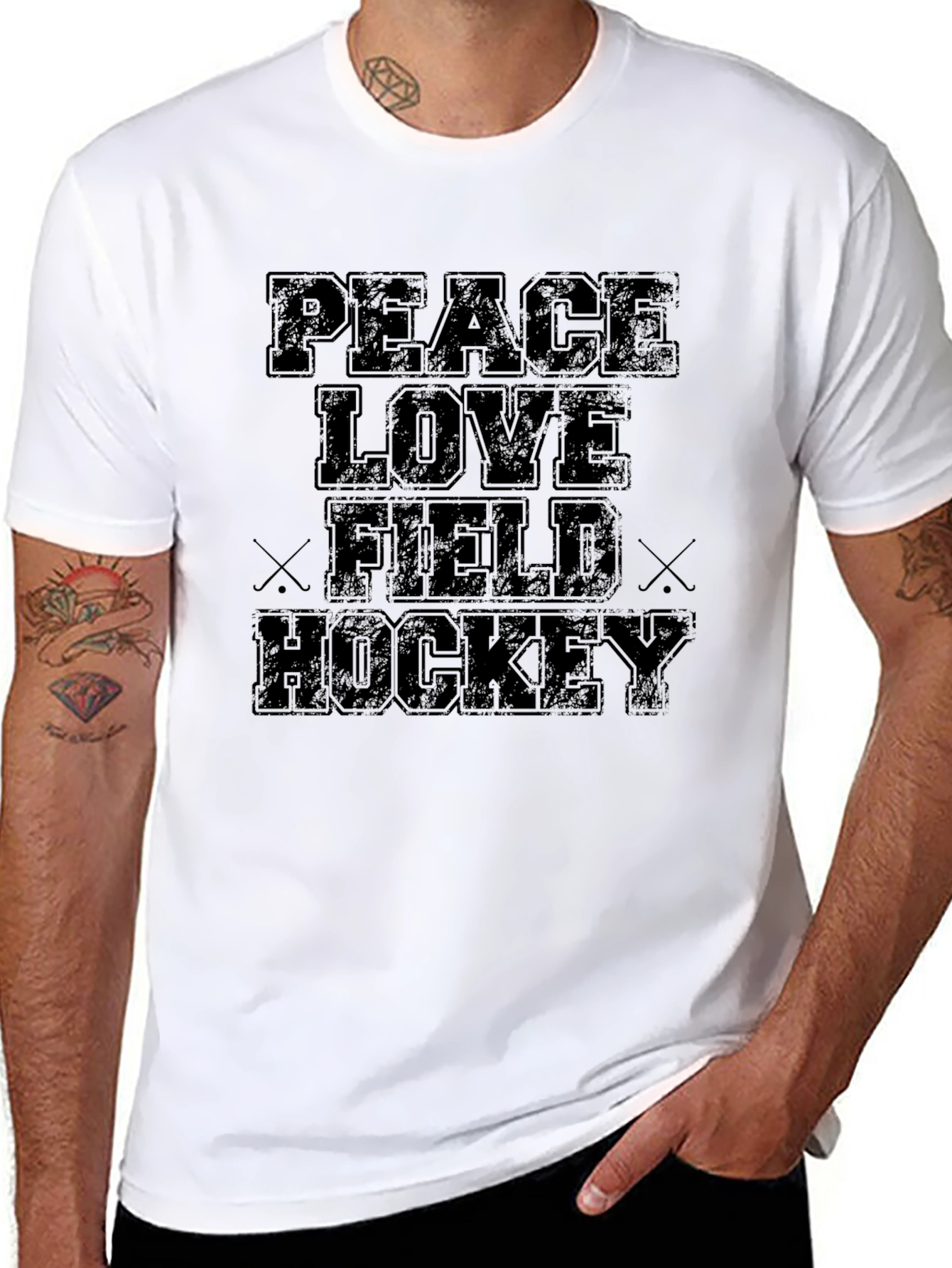 Peace Love Field Hockey Black Graphic Tee