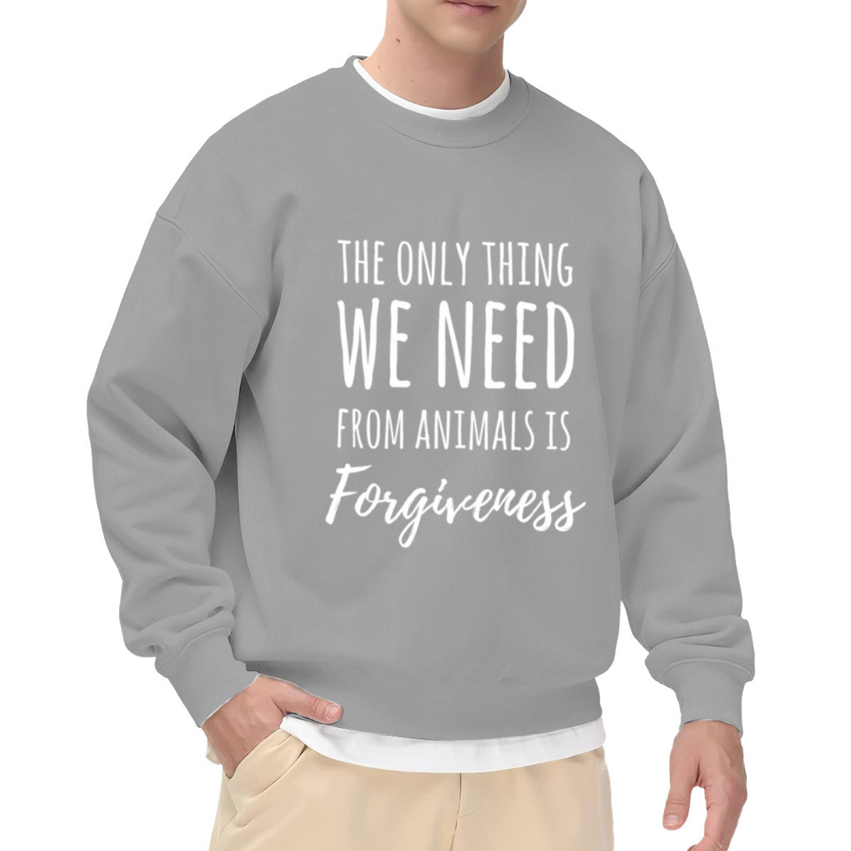 THE ONLY THING WE NEED FROM ANIMALS IS FORGIVENESS - Animal Rights Graphic ԲÁìÎÀÒÂ | Unisex Pullover Sweatshirt