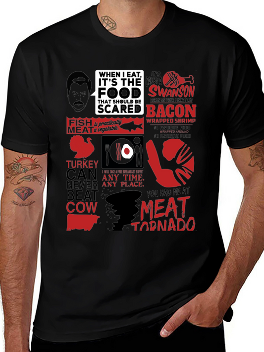Ron Swanson Food T-Shirt - Meat Tornado Humor Tee