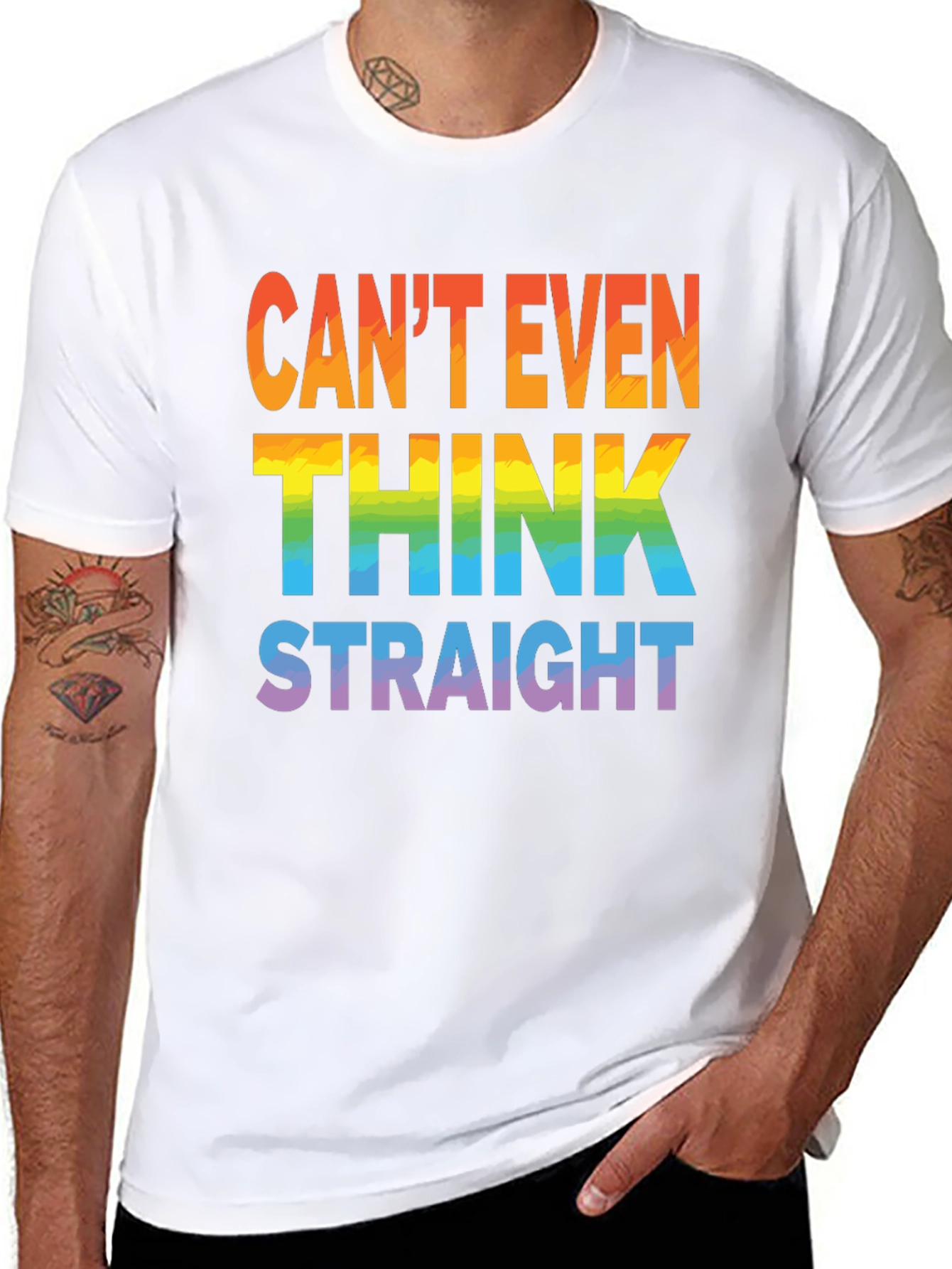 Cant Even Think Straight Rainbow Graphic Tee