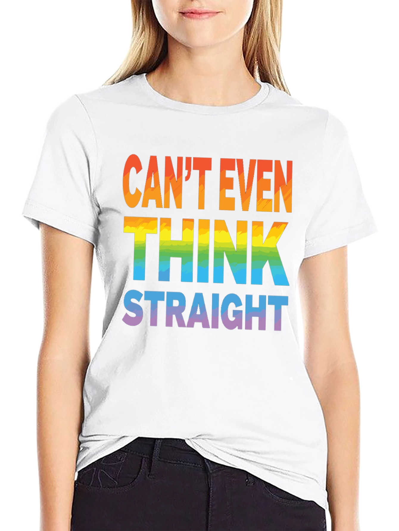 Cant Even Think Straight Rainbow Graphic Tee