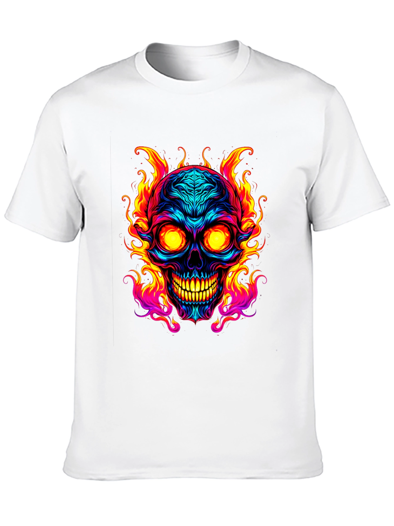 Flaming Skull Graphic Tee - Black