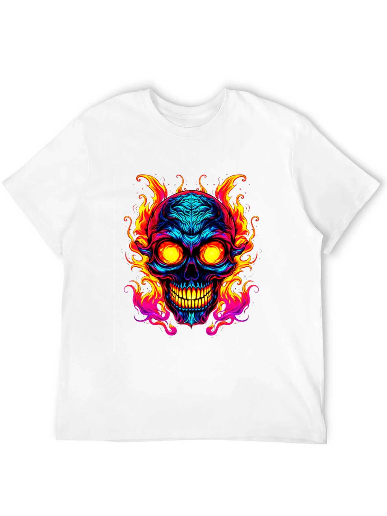 Flaming Skull Graphic Tee - Black