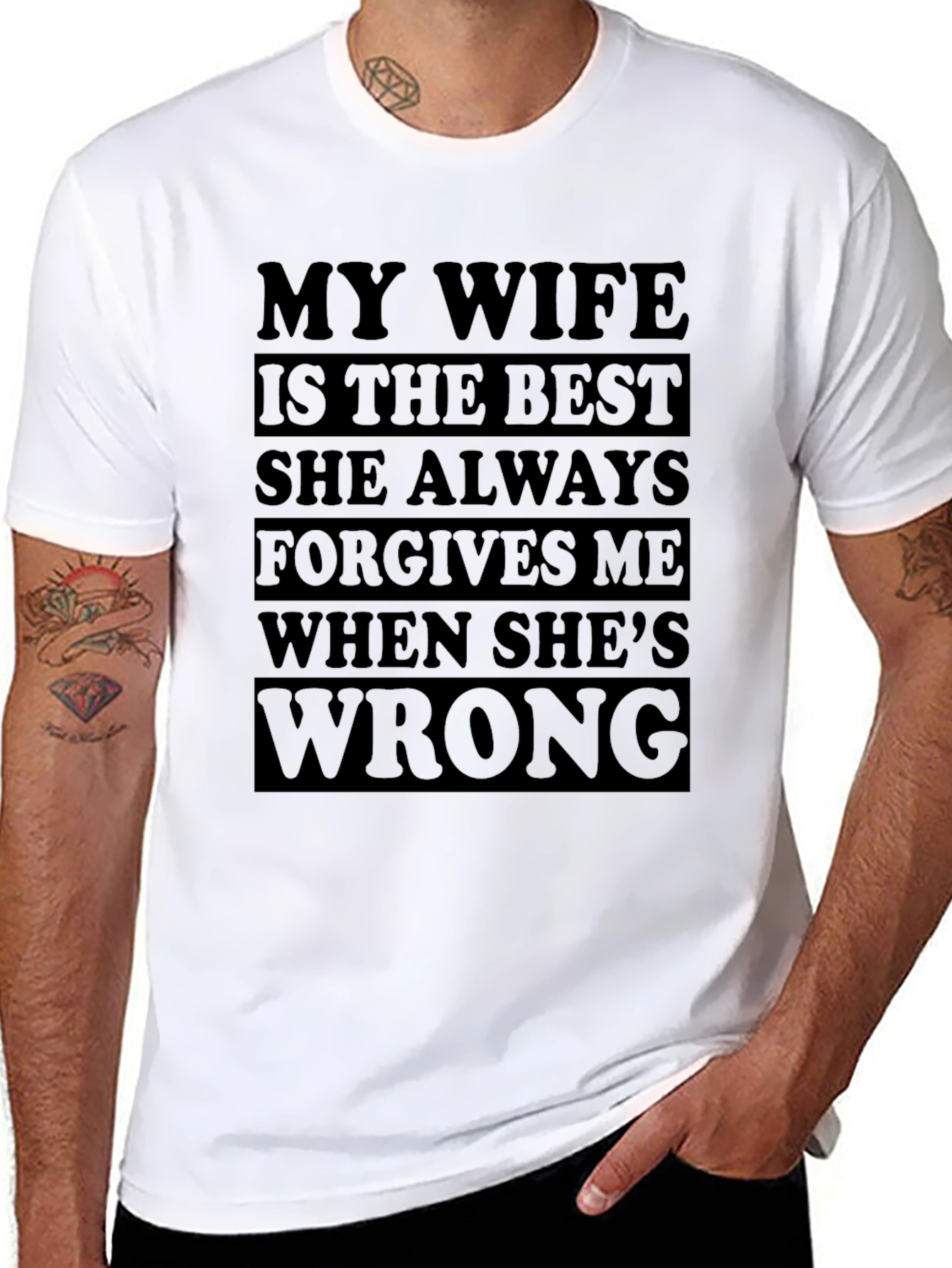 Humorous My Wife Graphic T-Shirt - Black