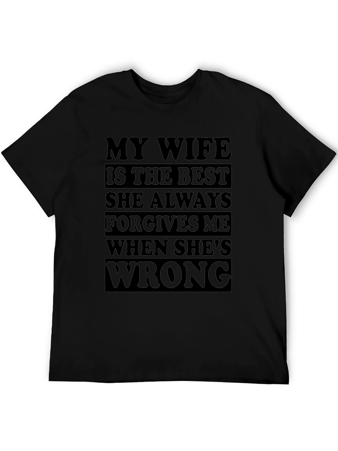 Humorous My Wife Graphic T-Shirt - Black