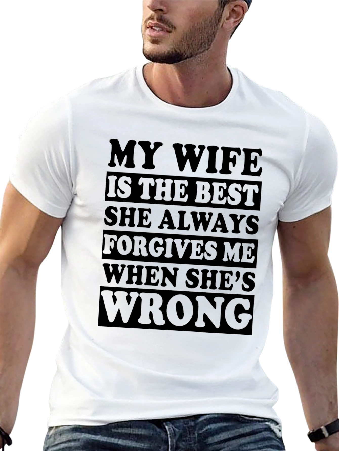 Humorous My Wife Graphic T-Shirt - Black