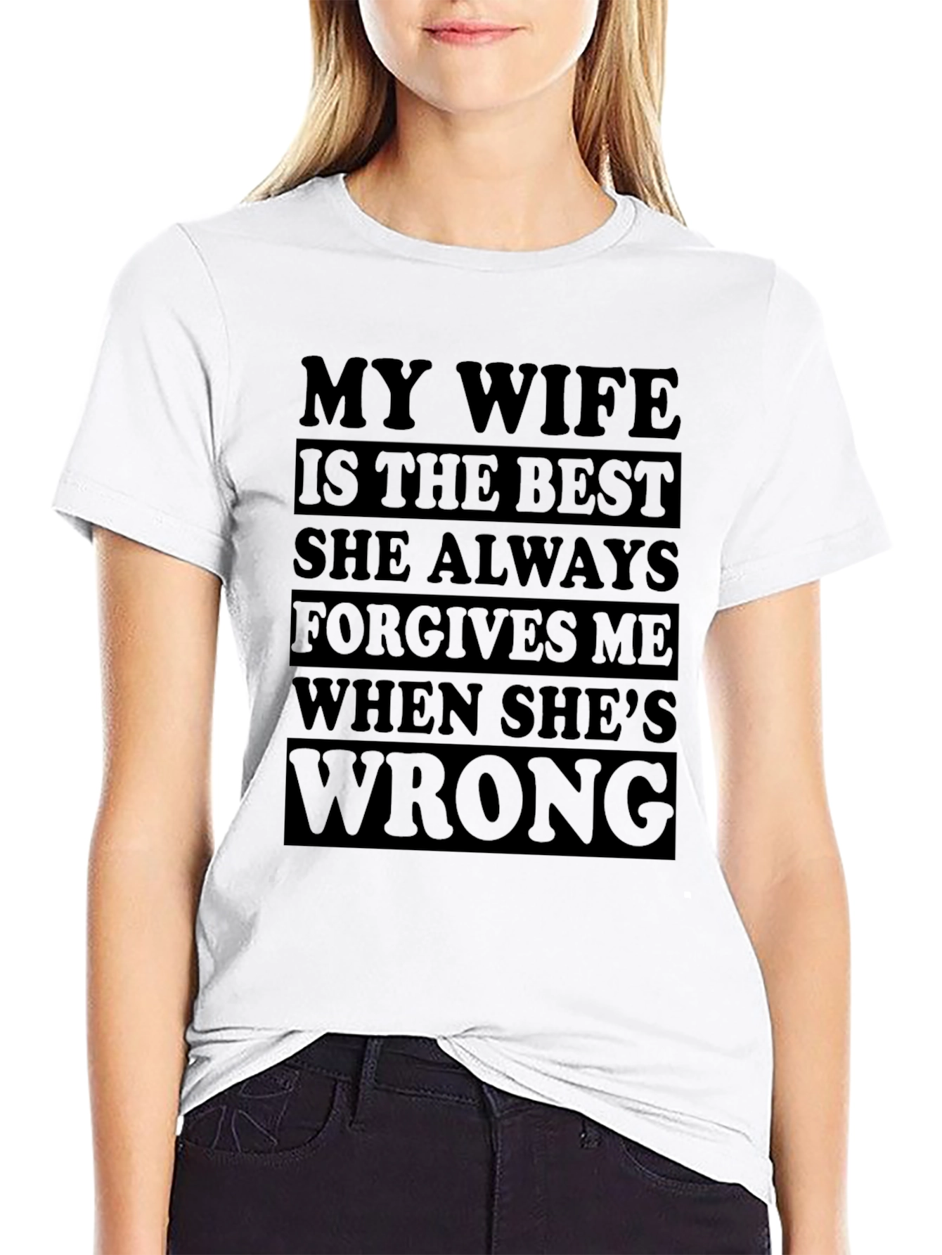 Humorous My Wife Graphic T-Shirt - Black