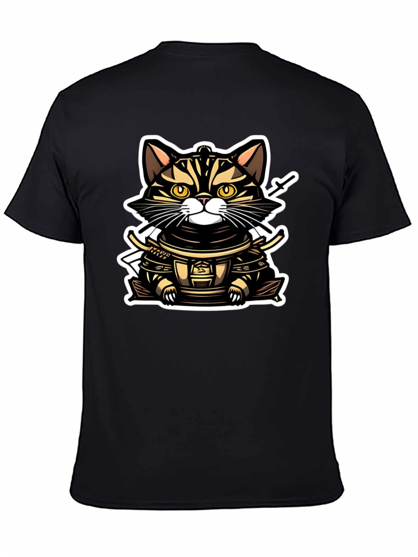 Samurai Cat T-Shirt - Warrior Kitten Design