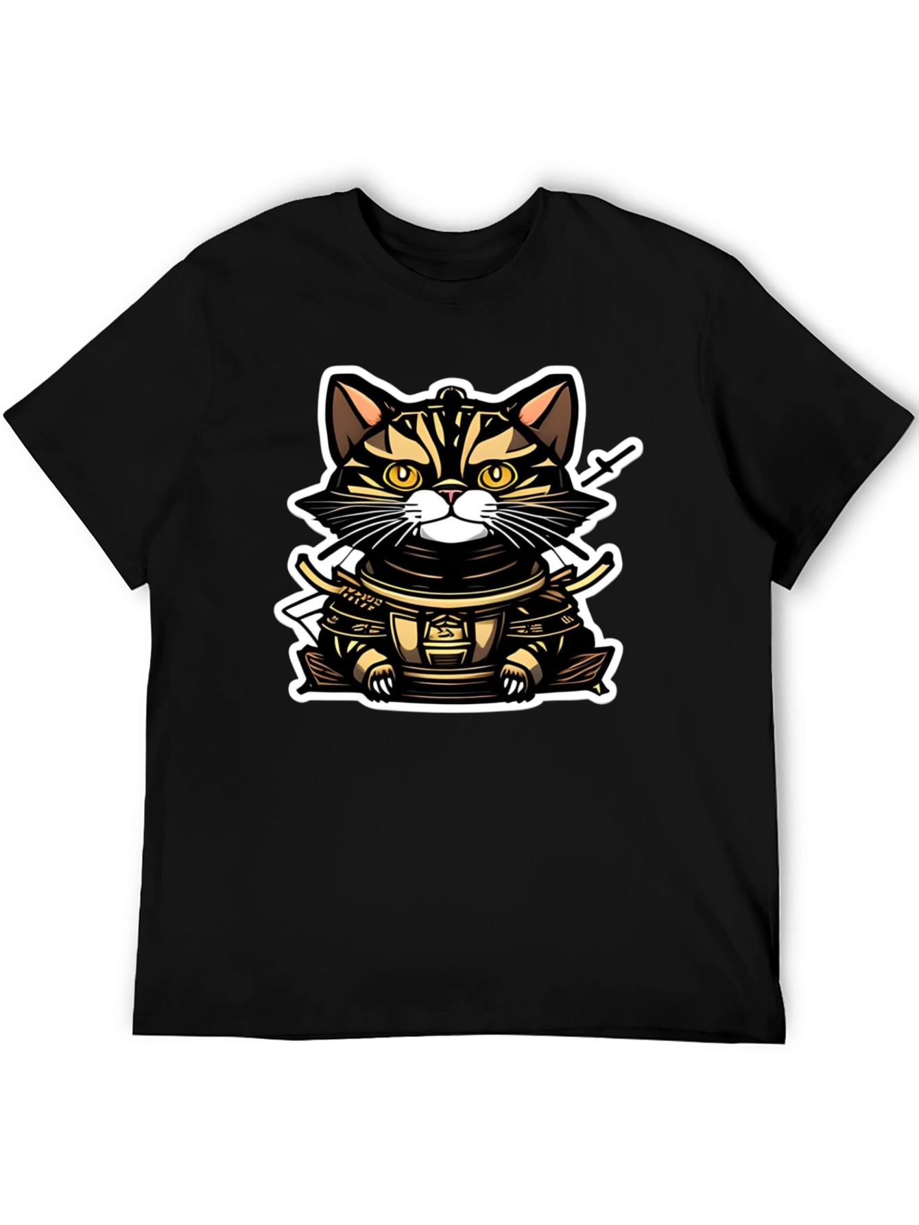 Samurai Cat T-Shirt - Warrior Kitten Design