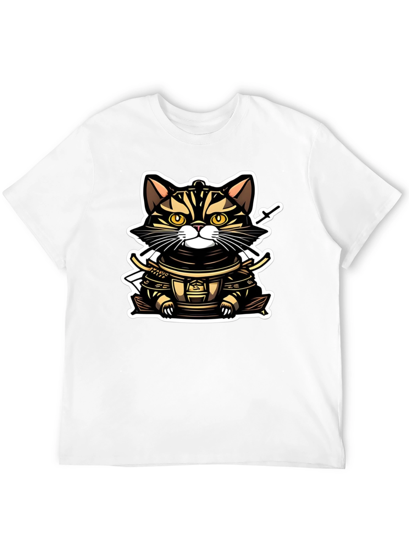 Samurai Cat T-Shirt - Warrior Kitten Design