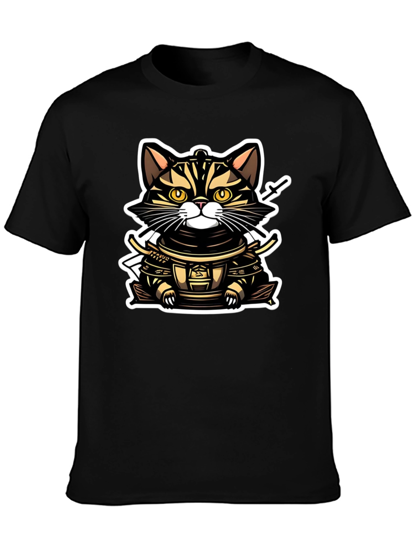 Samurai Cat T-Shirt - Warrior Kitten Design