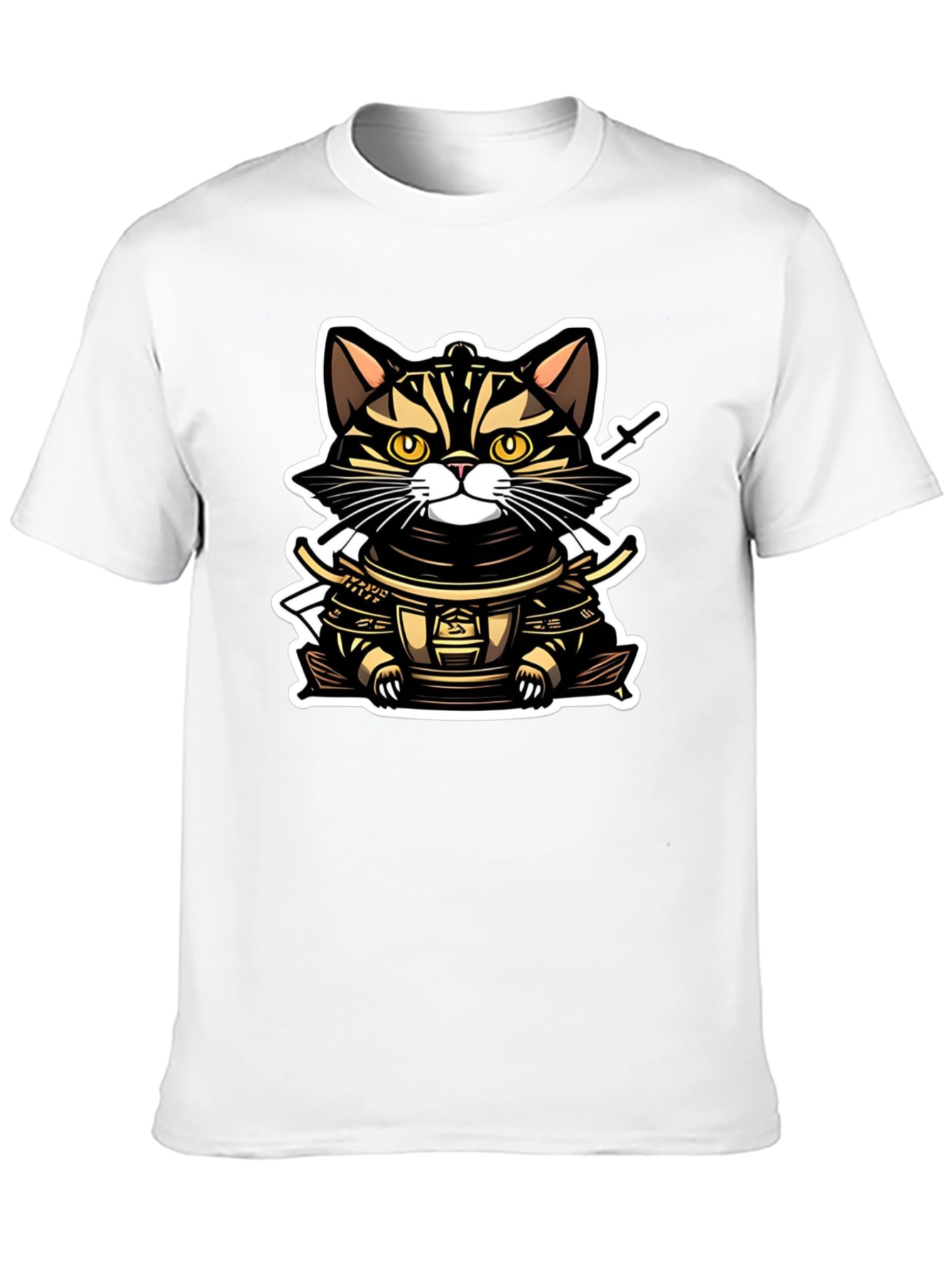Samurai Cat T-Shirt - Warrior Kitten Design