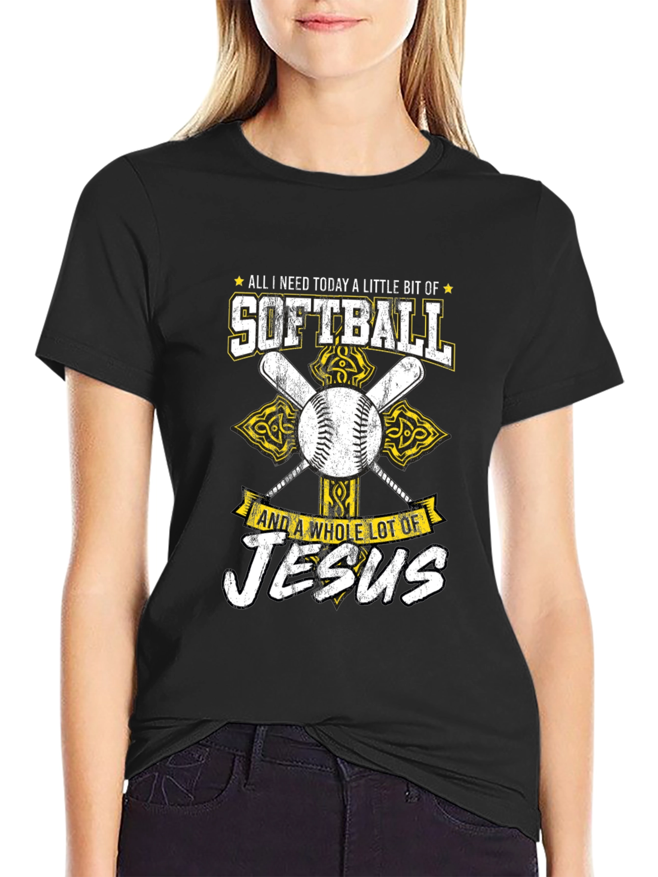Softball & Jesus Graphic T-Shirt