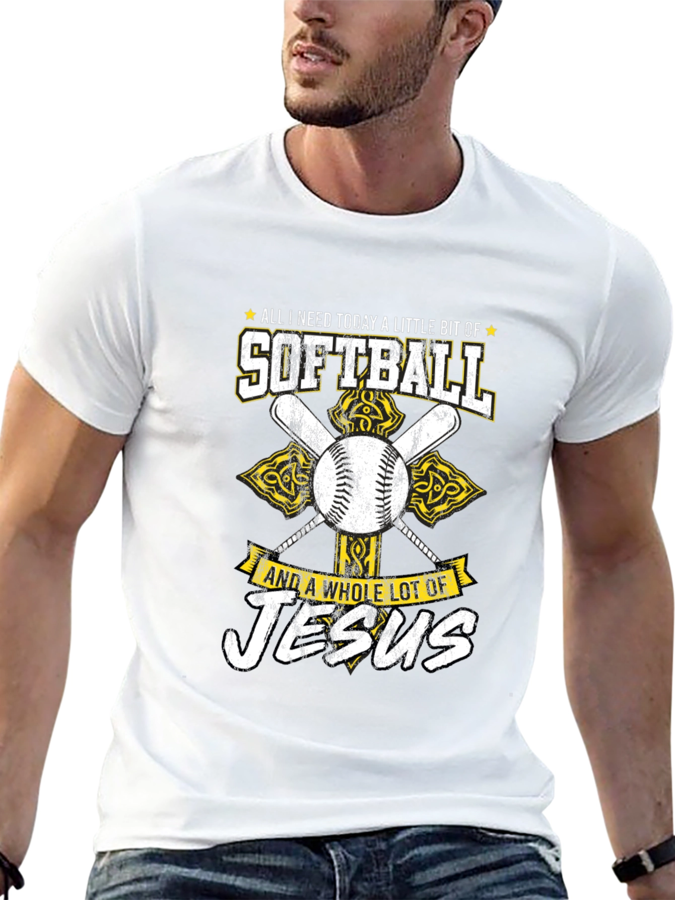 Softball & Jesus Graphic T-Shirt